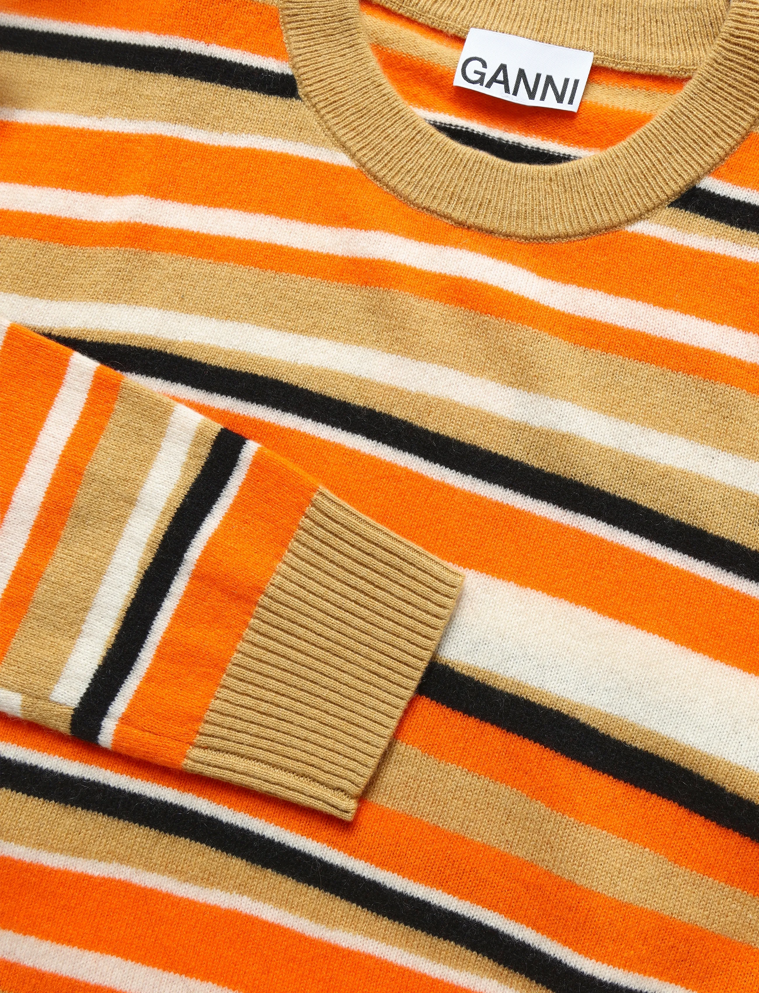 Ganni - Striped Cashmere Jumper - cashmere - orange - 5