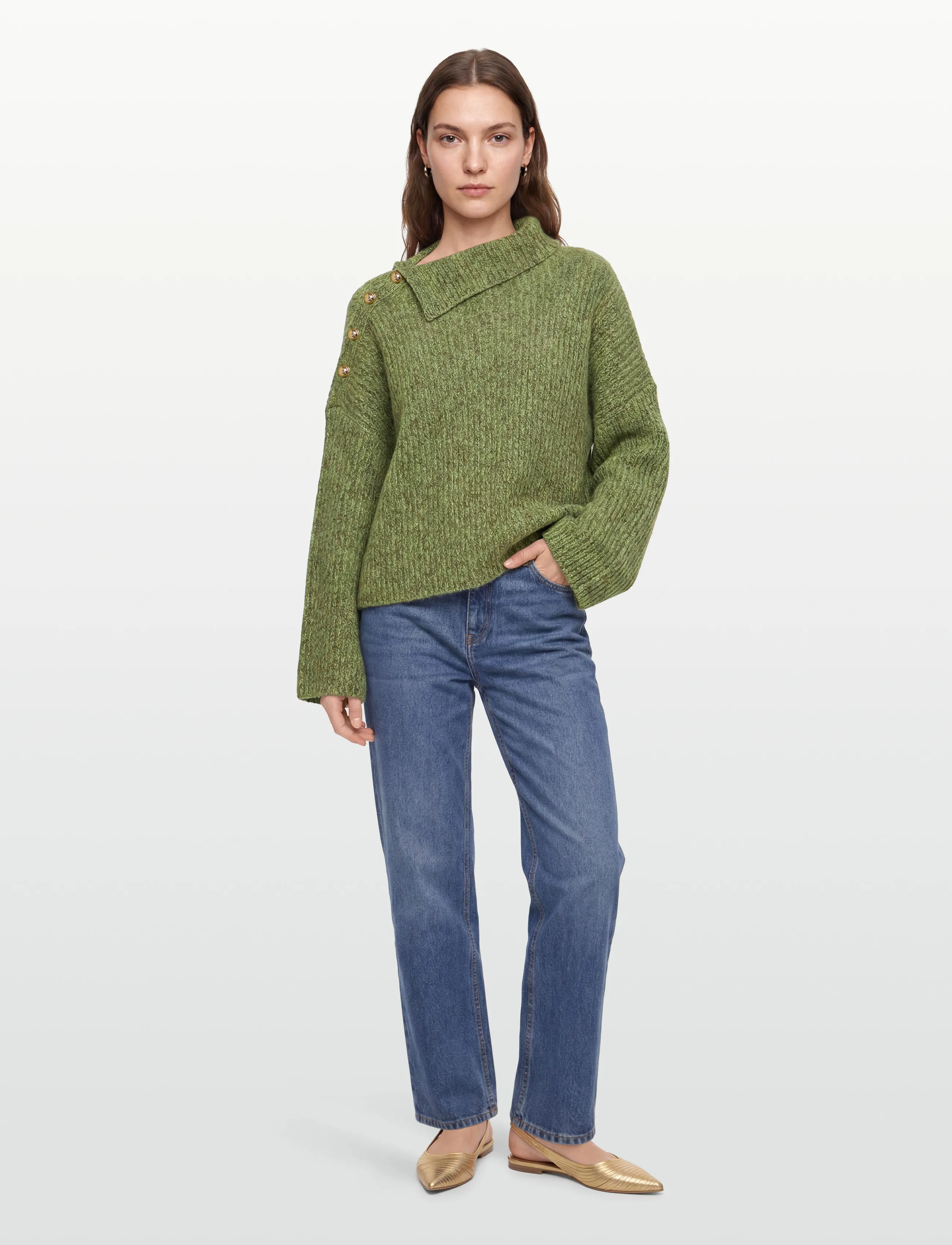 Ganni Mohair Blend Knit Jumper - GANNI - GREEN / green