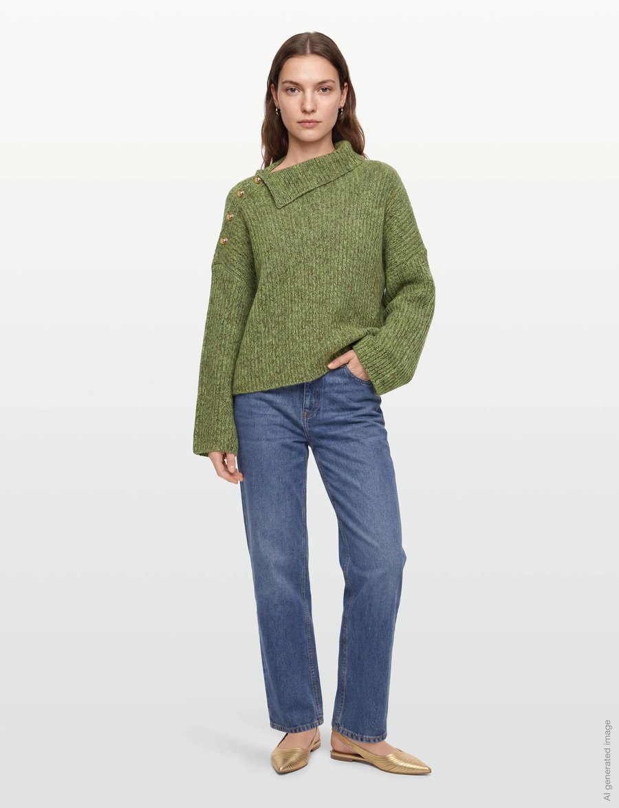 Ganni - Mohair Blend Knit Jumper - pullover - green - 0