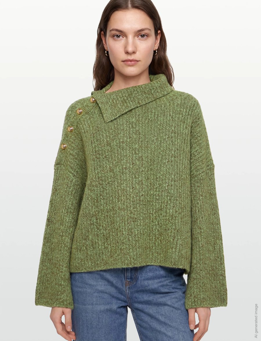 Ganni - Mohair Blend Knit Jumper - pullover - green - 3