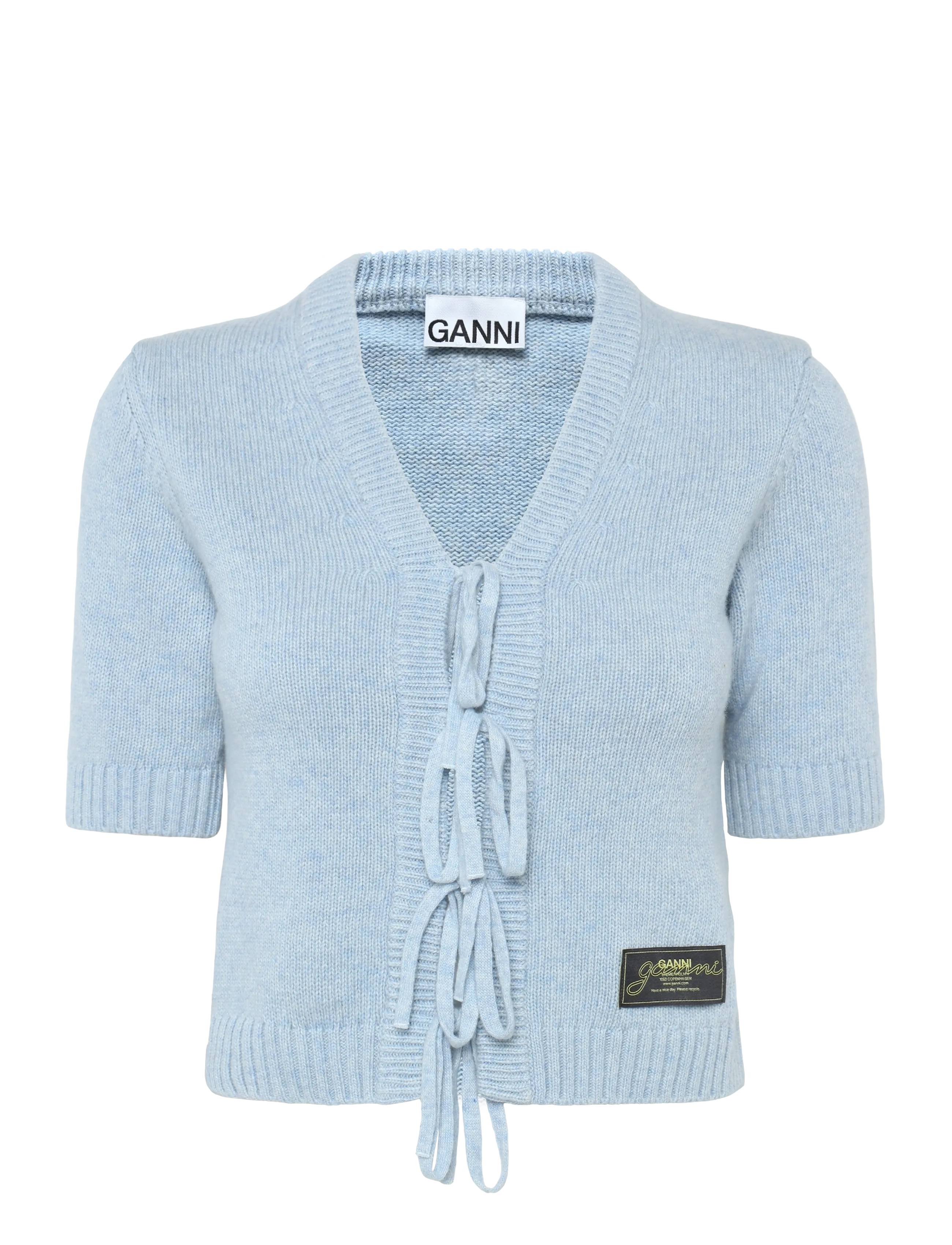 Ganni Blue Future Wool Blend Cardigan - Crop Tops - BLUE / blue