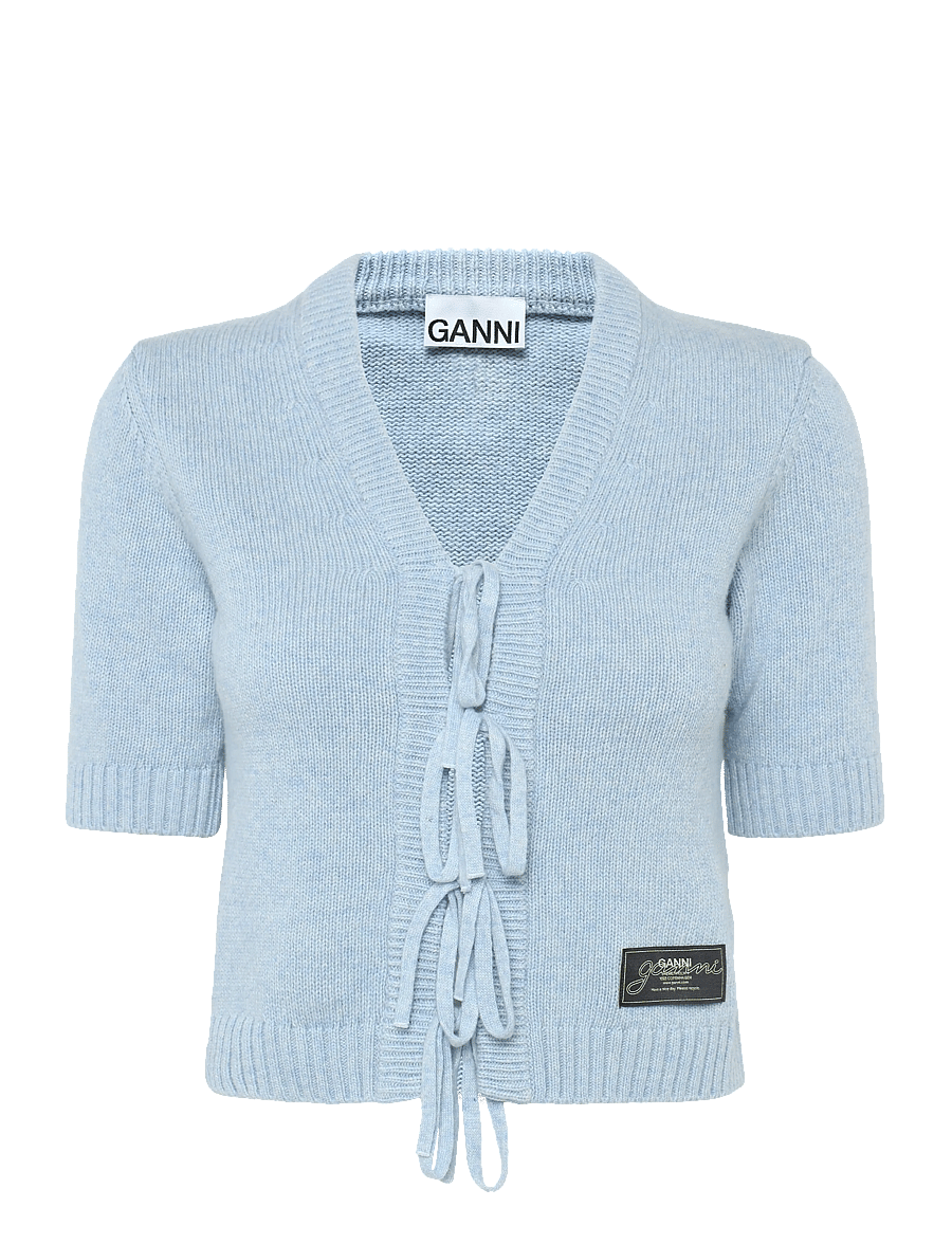 Ganni - Blue Future Wool Blend Cardigan - crop tops - blue - 1