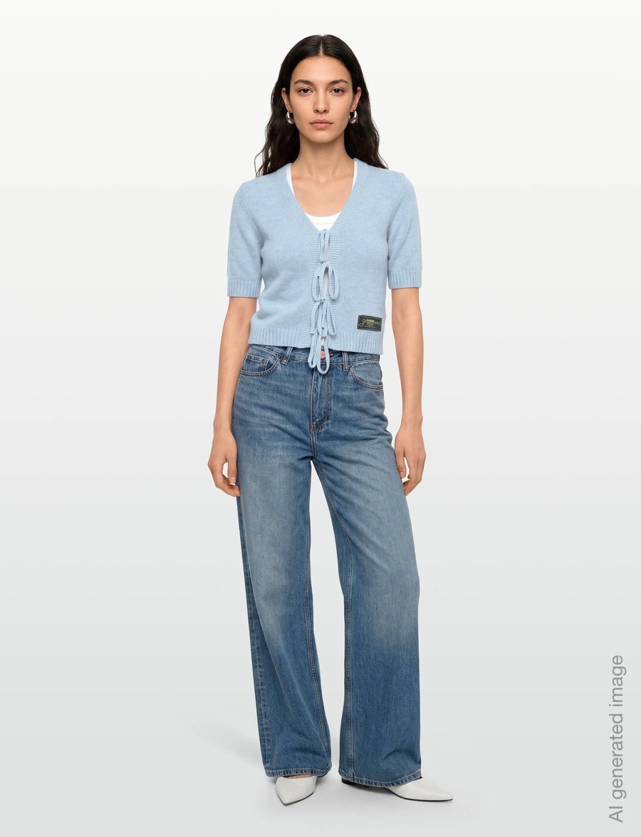 Ganni - Blue Future Wool Blend Cardigan - crop tops - blue - 0
