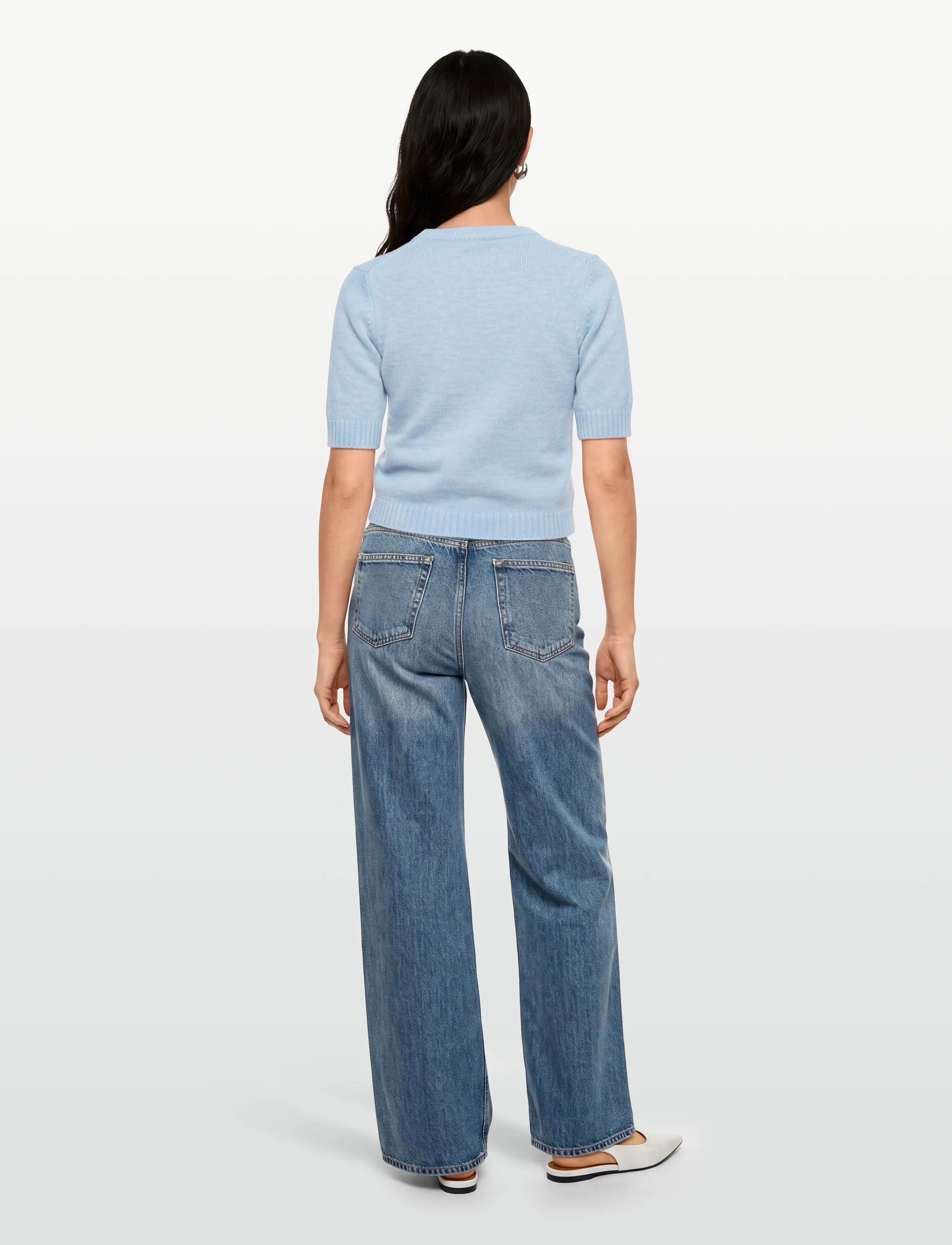 Ganni - Blue Future Wool Blend Cardigan - crop tops - blue - 4