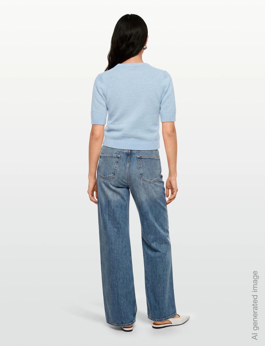 Ganni - Blue Future Wool Blend Cardigan - crop tops - blue - 4