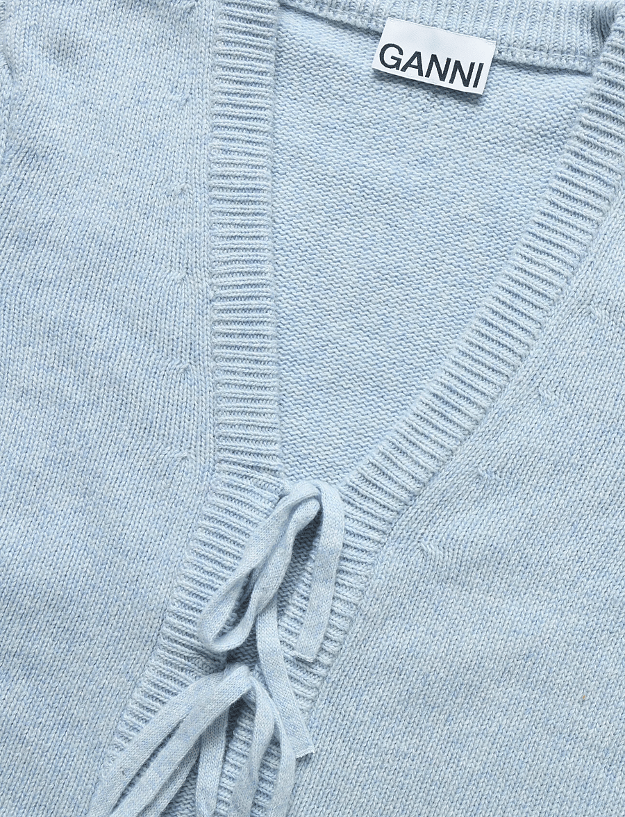 Ganni - Blue Future Wool Blend Cardigan - crop tops - blue - 5