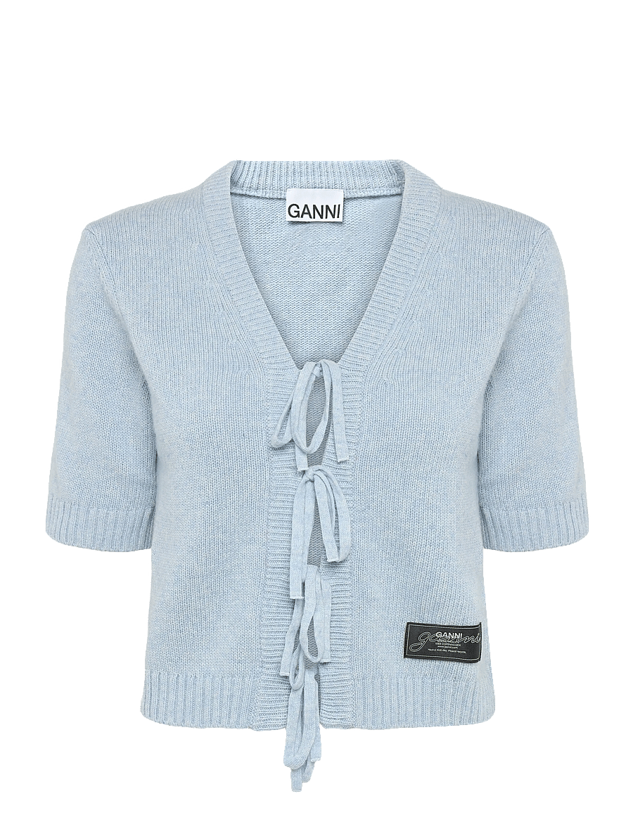 Ganni - Blue Future Wool Blend Cardigan - crop tops - blue - 0