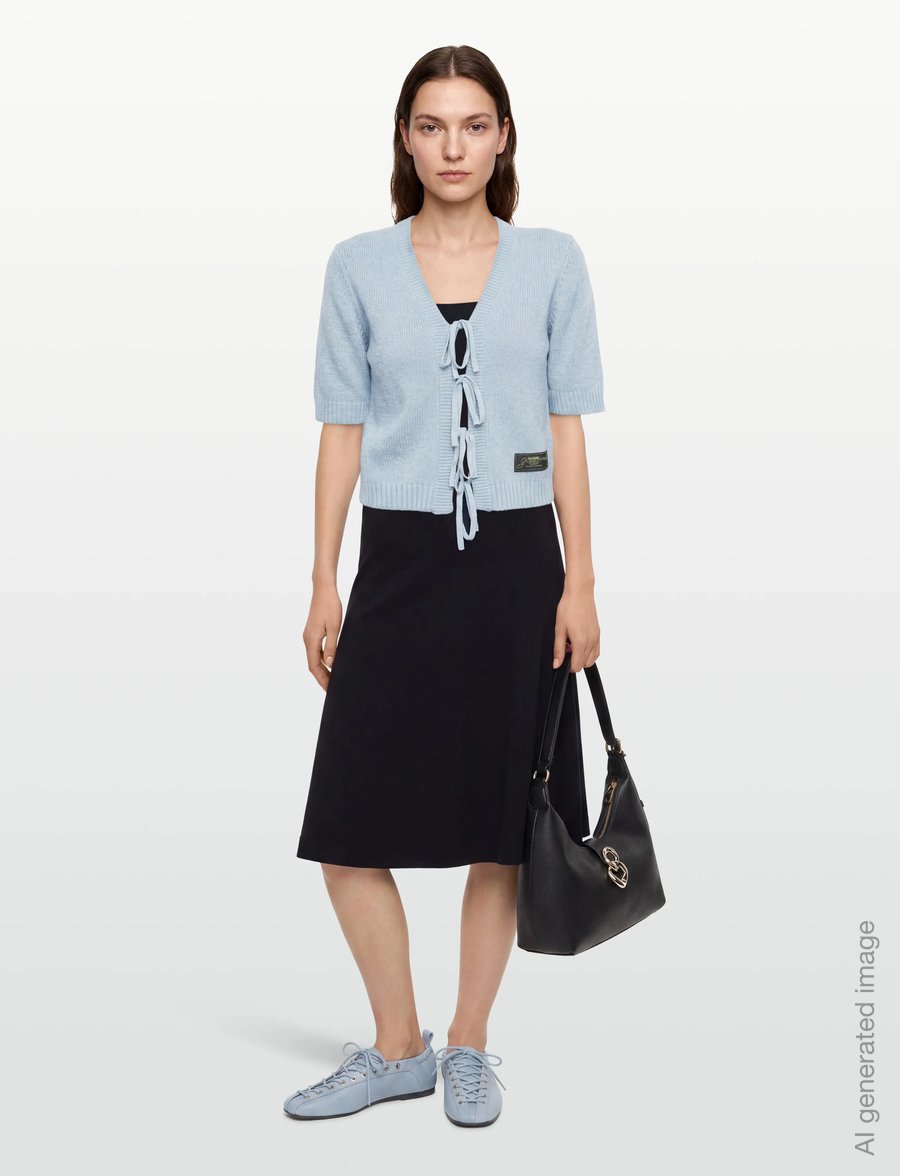 Ganni - Blue Future Wool Blend Cardigan - crop tops - blue - 0