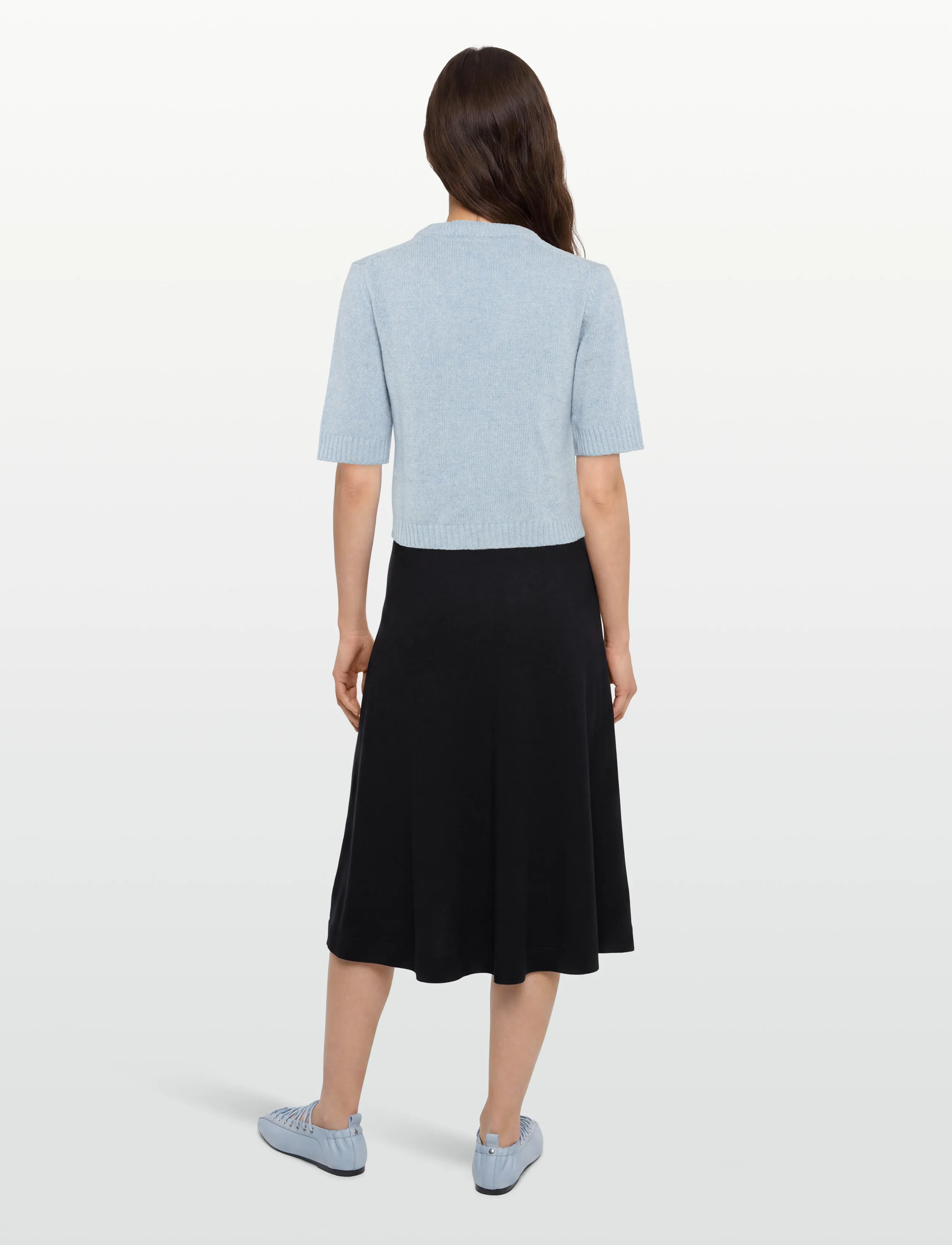 Ganni - Blue Future Wool Blend Cardigan - crop tops - blue - 4