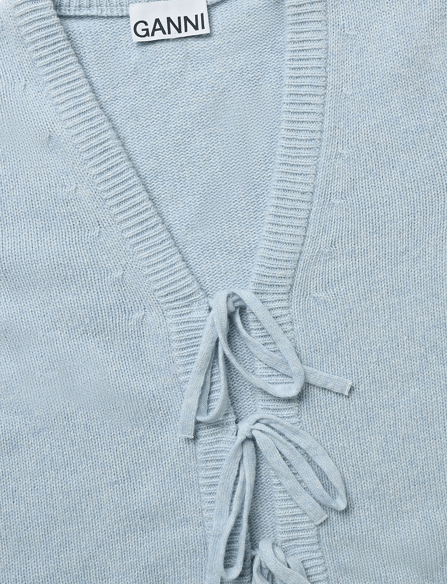 Ganni - Blue Future Wool Blend Cardigan - crop tops - blue - 2
