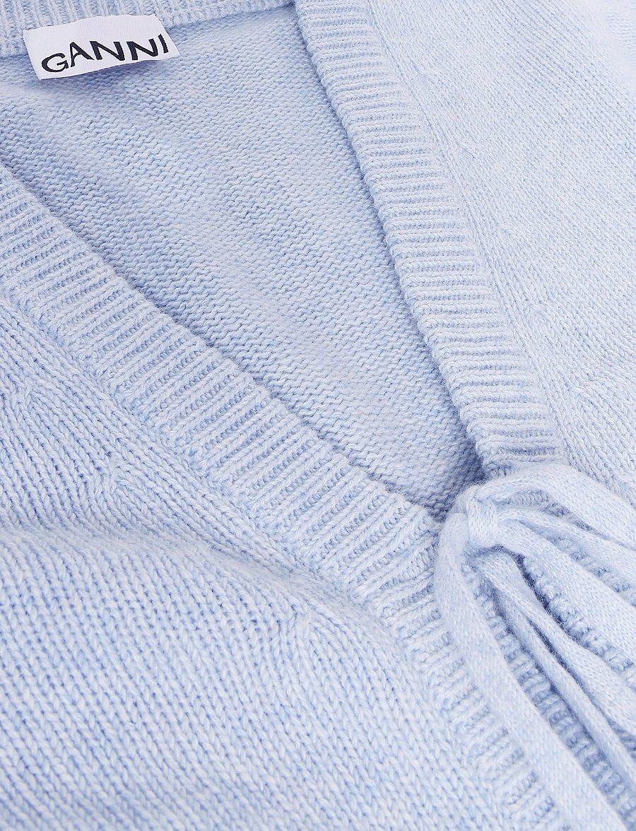 Ganni - Blue Future Wool Blend Cardigan - cardigans - blue - 2