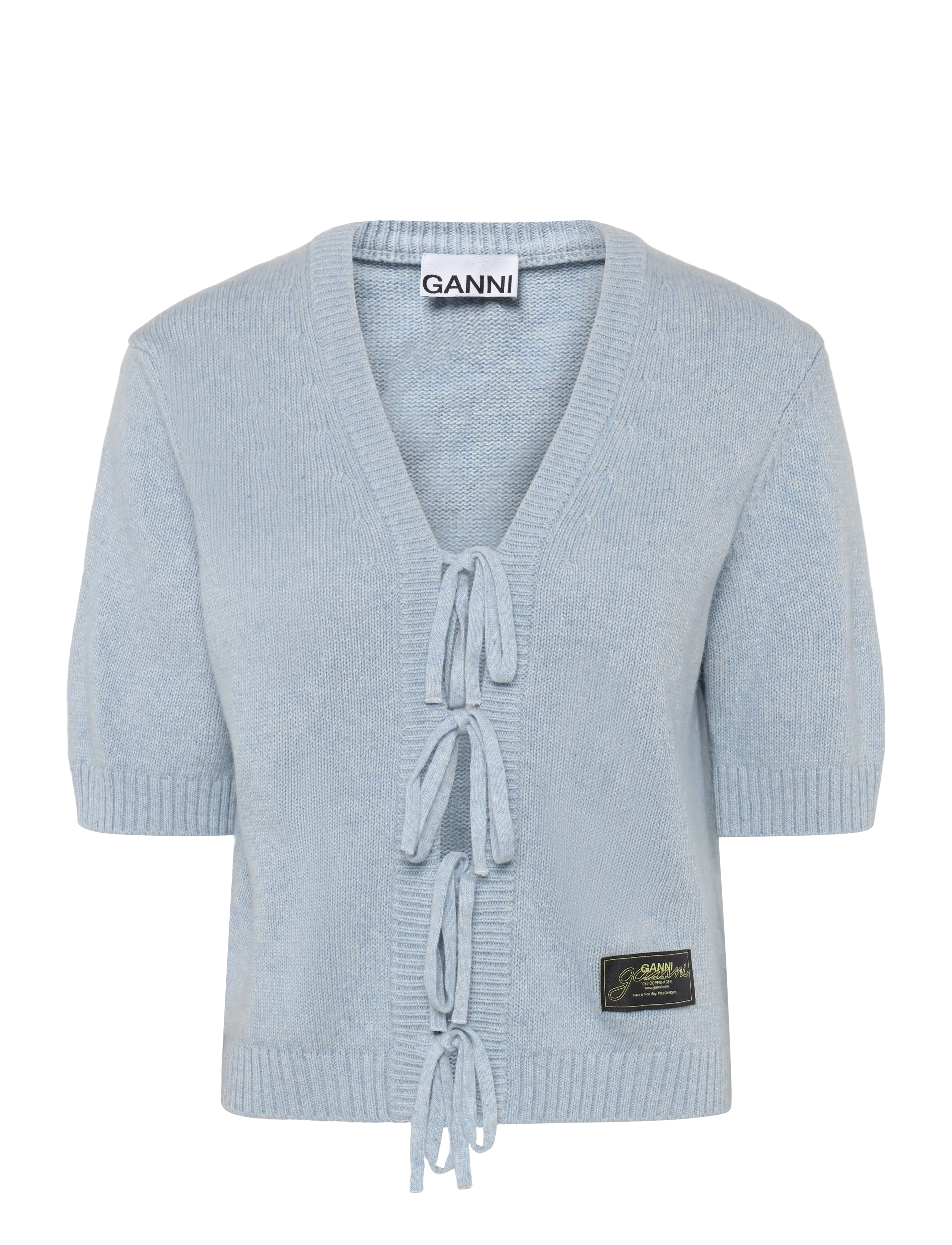 Ganni Blue Future Wool Blend Cardigan - T-shirts & Tops - BLUE / blue