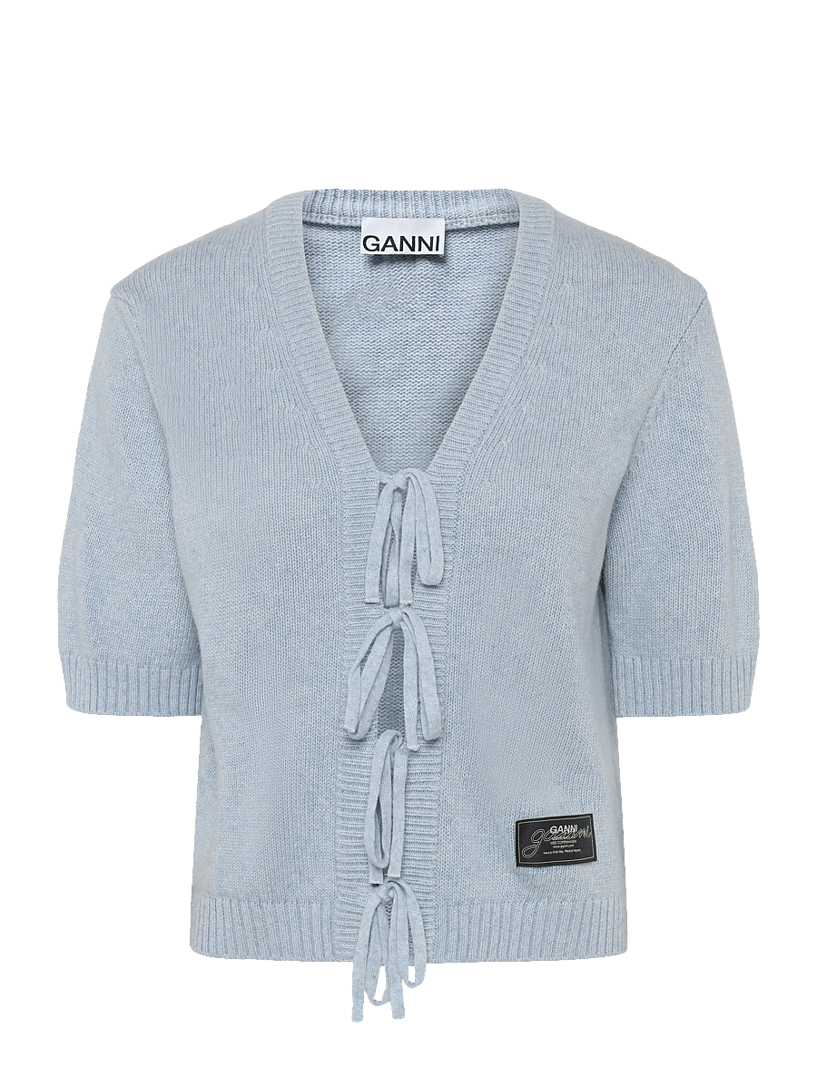 Ganni - Blue Future Wool Blend Cardigan - lühikesed topid - blue - 0