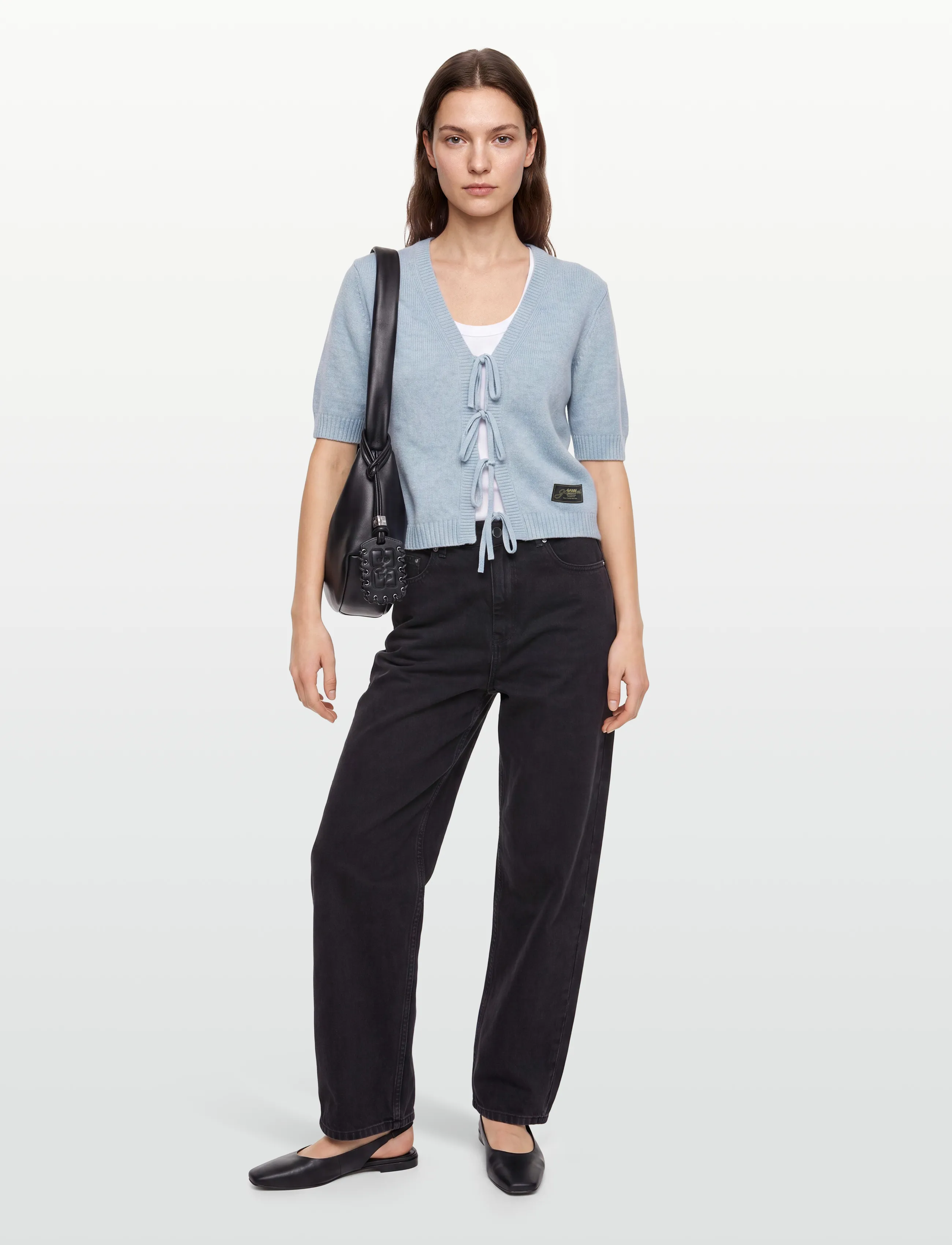 Ganni Blue Future Wool Blend Cardigan - GANNI - BLUE / blue