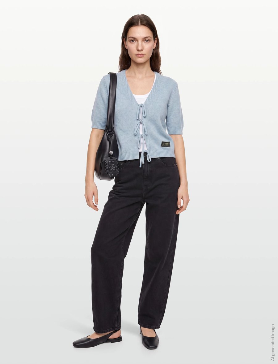 Ganni - Blue Future Wool Blend Cardigan - crop tops - blue - 0