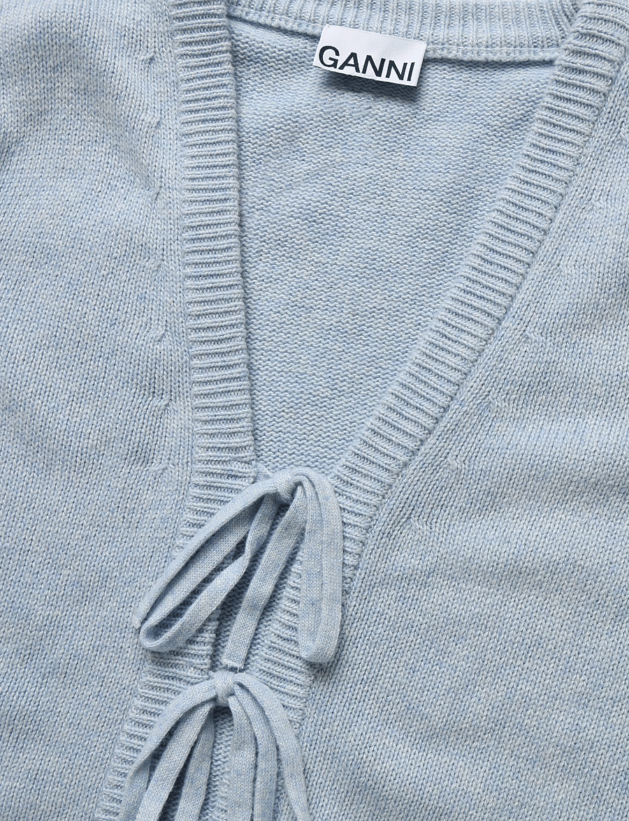 Ganni - Blue Future Wool Blend Cardigan - lühikesed topid - blue - 2