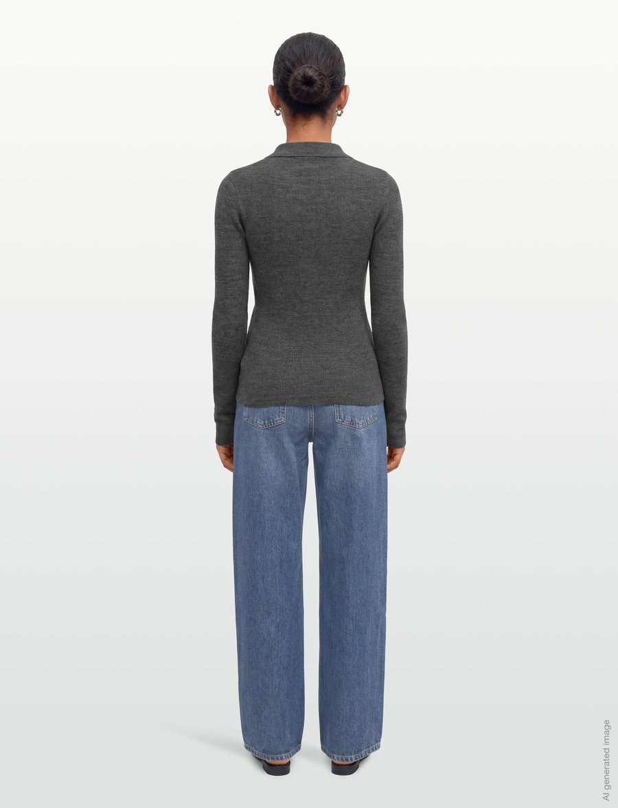 Ganni - Paloma Merino Jacquard Polo Top - pullover - multicolored - 4