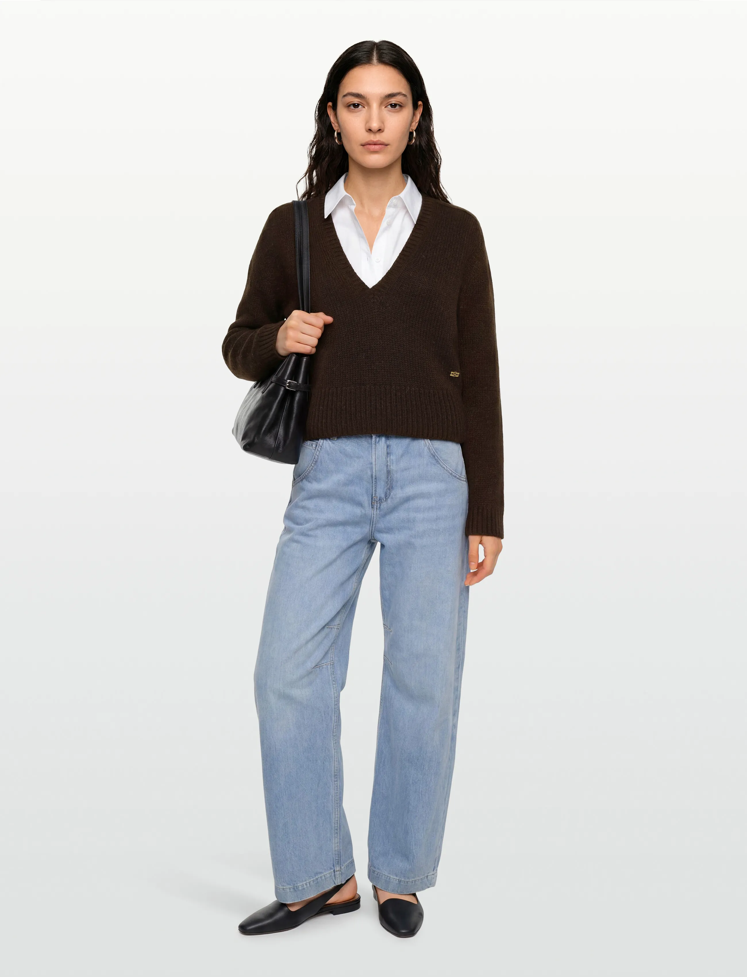 Ganni - V Neck Jumper - megztiniai - brown - 0
