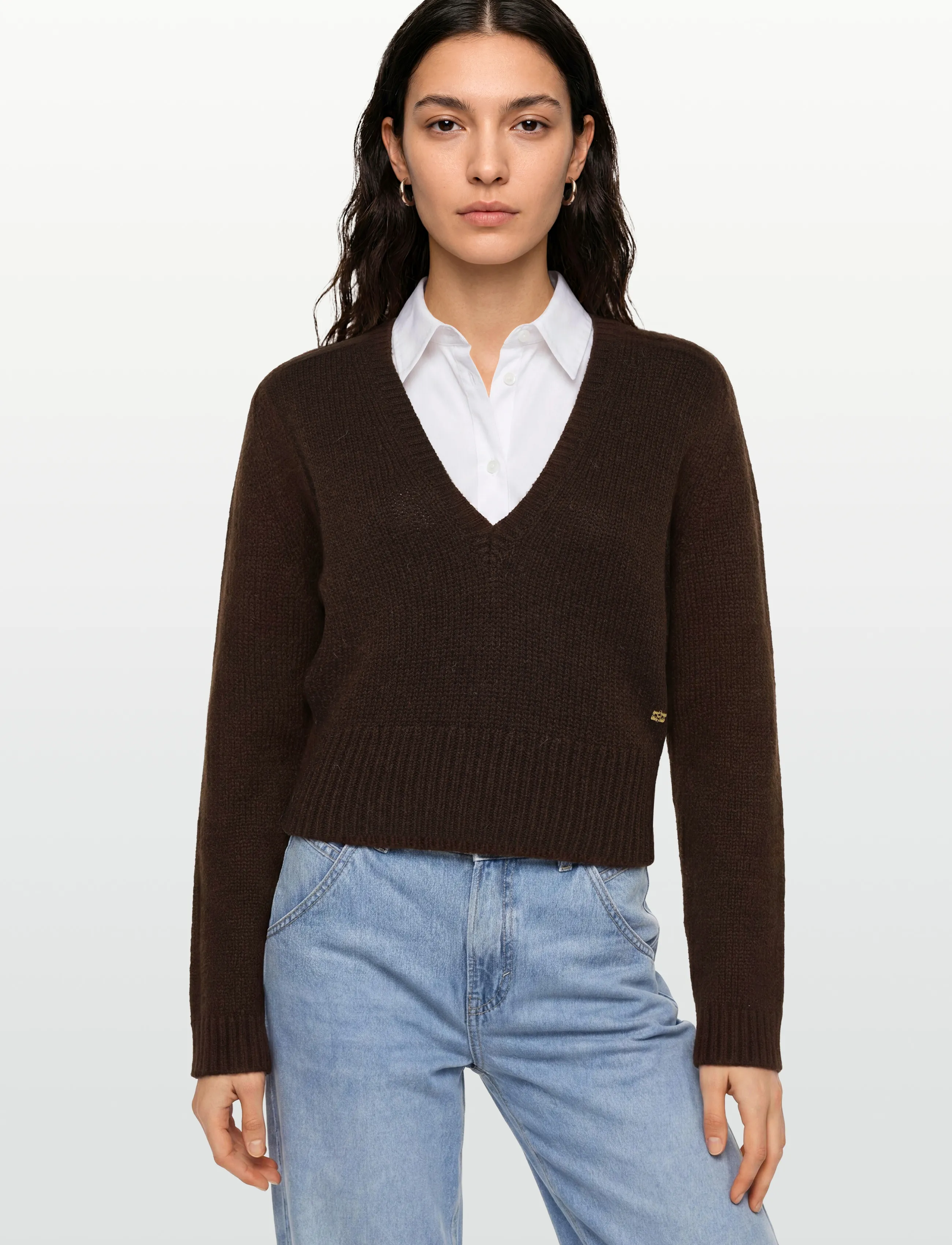 Ganni - V Neck Jumper - megztiniai - brown - 3