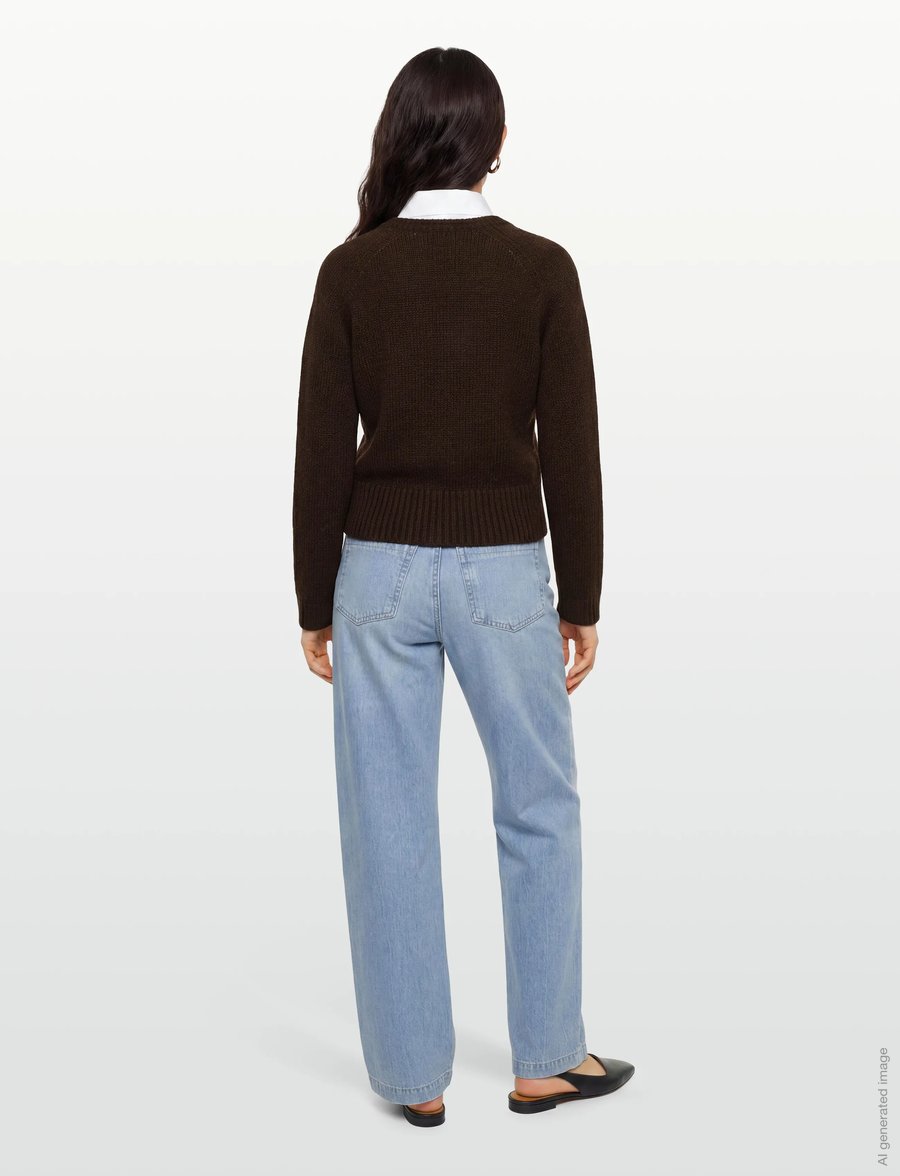 Ganni - V Neck Jumper - megztiniai - brown - 4