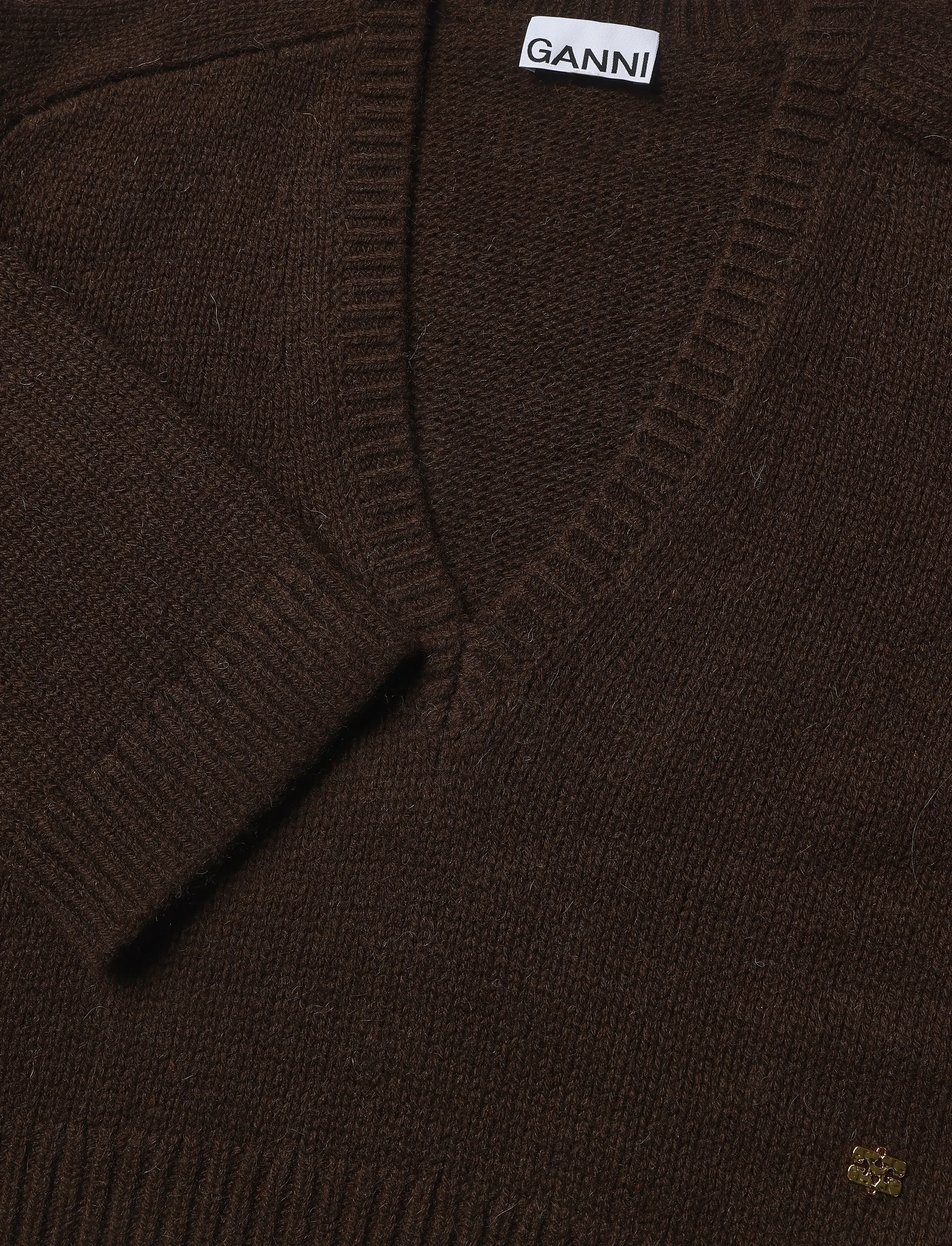Ganni - V Neck Jumper - brown - 2