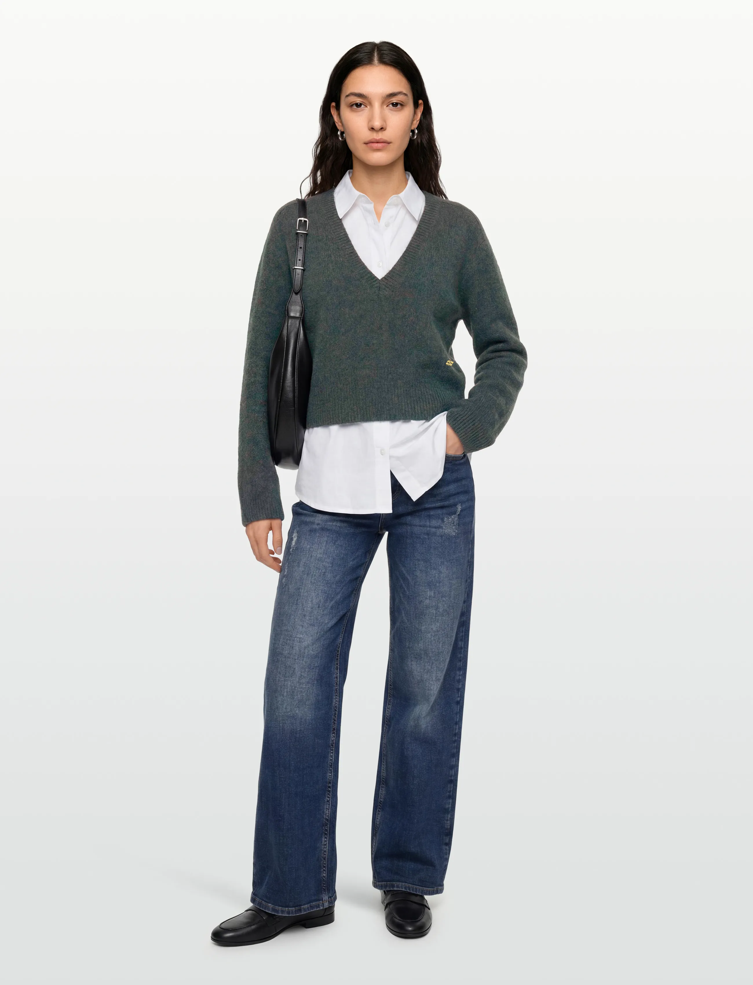 Ganni - V Neck Jumper - stickade tröjor - blue - 0