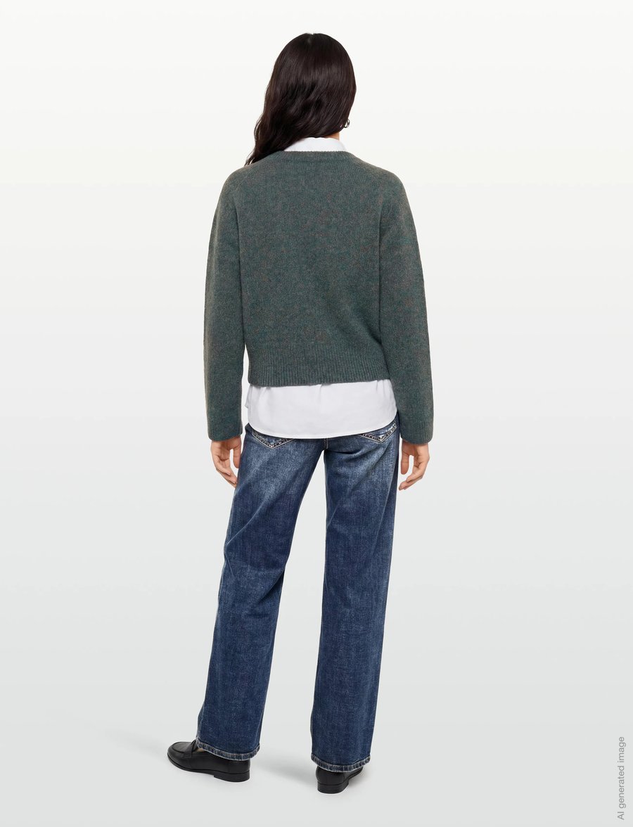 Ganni - V Neck Jumper - stickade tröjor - blue - 4