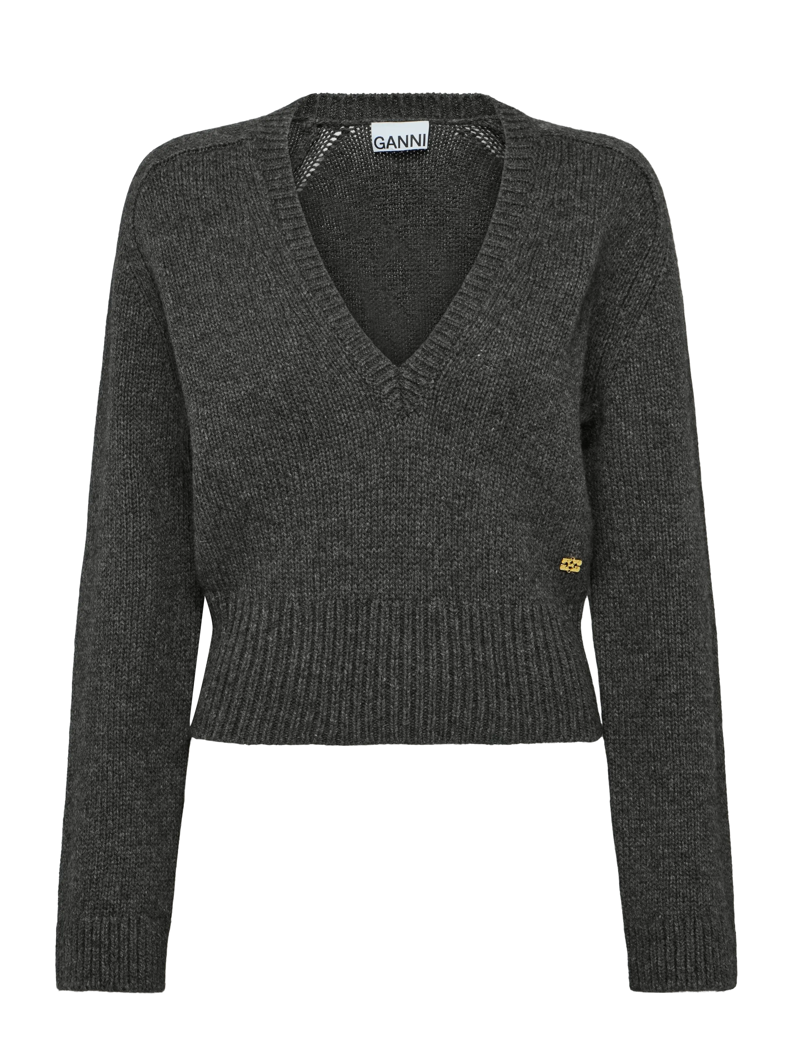 Ganni Deep V Neck Sweater - Kampsunid - GREY / grey