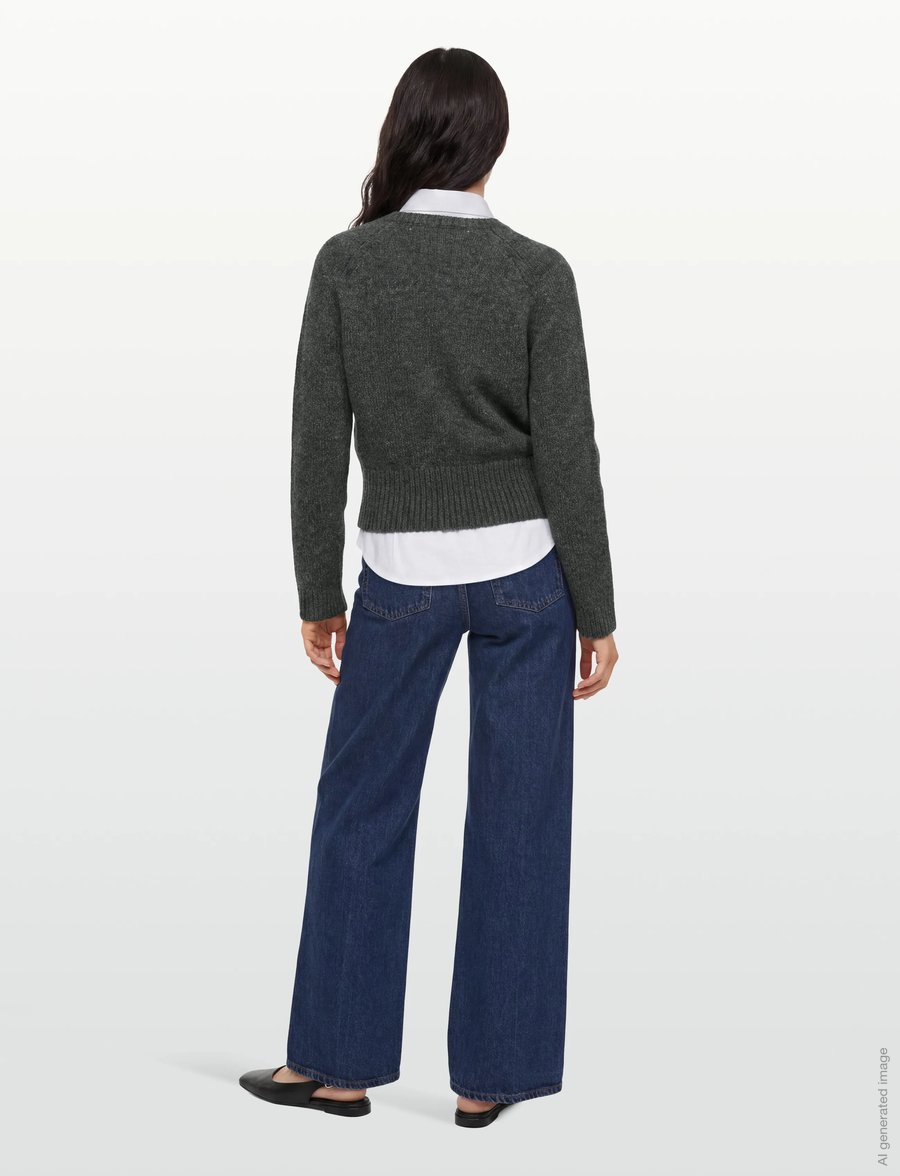 Ganni - Deep V Neck Sweater - pullover - grey - 4