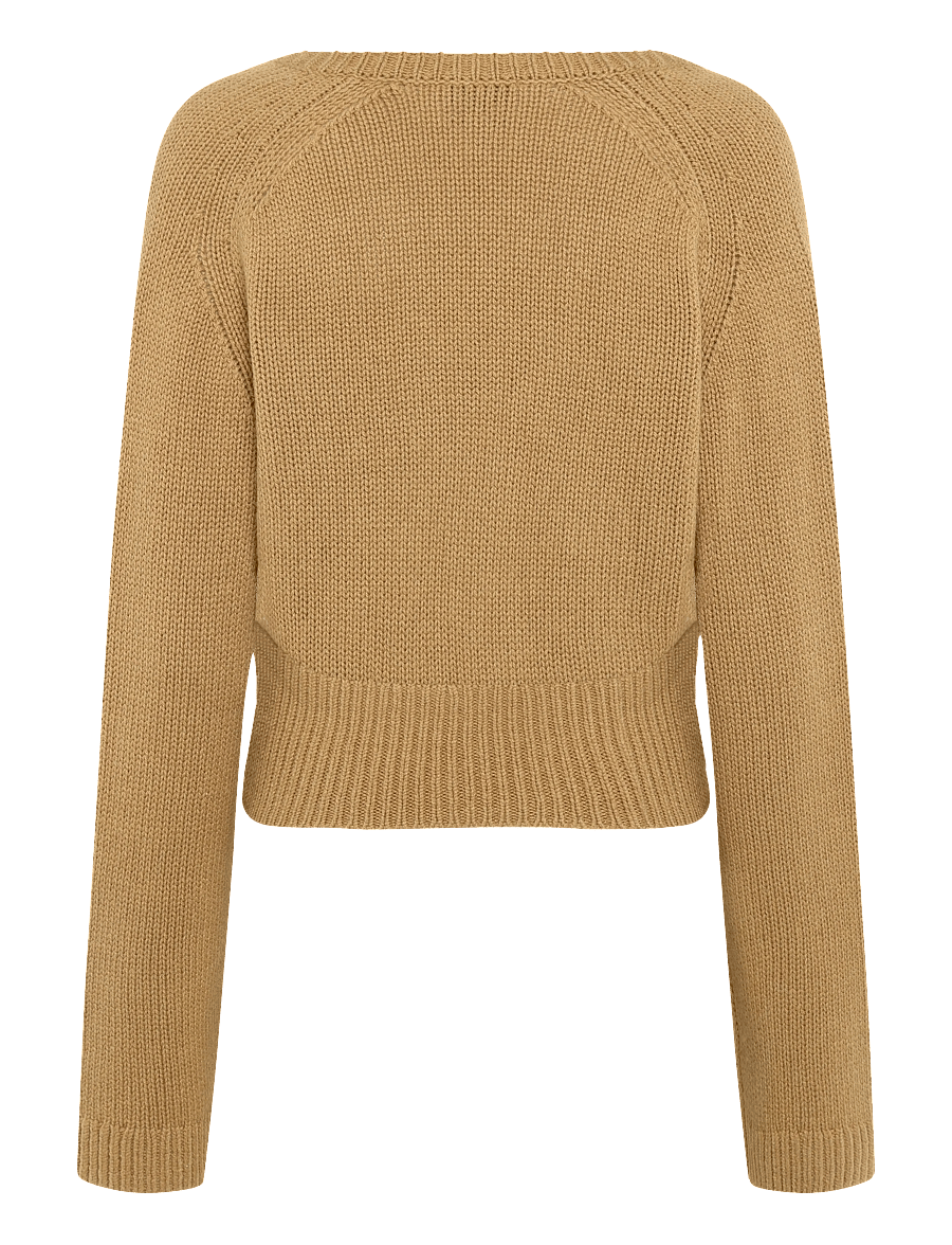 Ganni - V Neck Jumper - crop tops - beige - 2