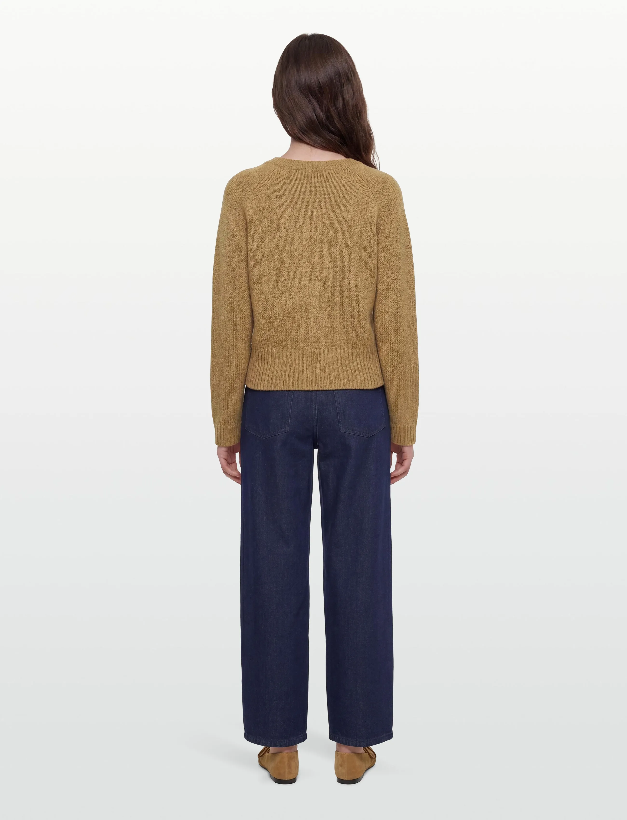 Ganni - V Neck Jumper - crop tops - beige - 4