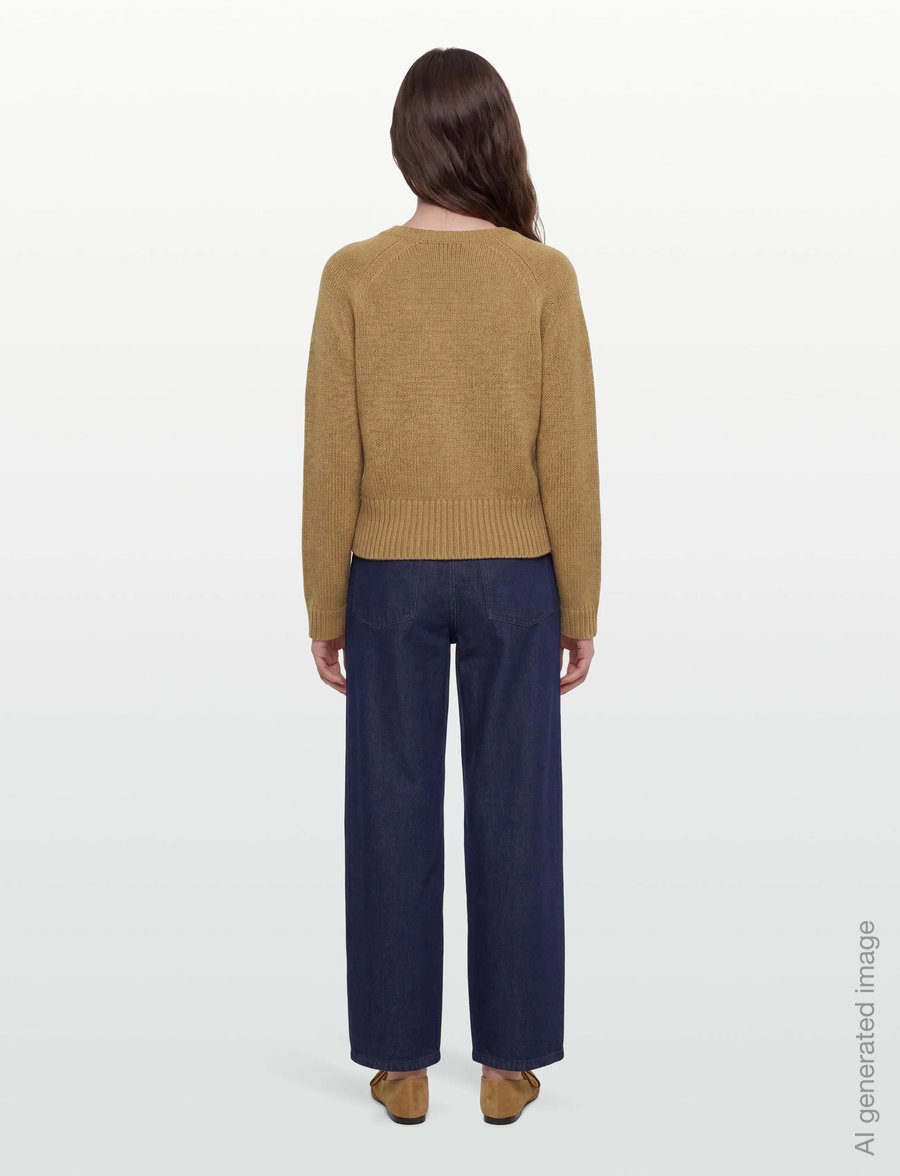 Ganni - V Neck Jumper - crop tops - beige - 4