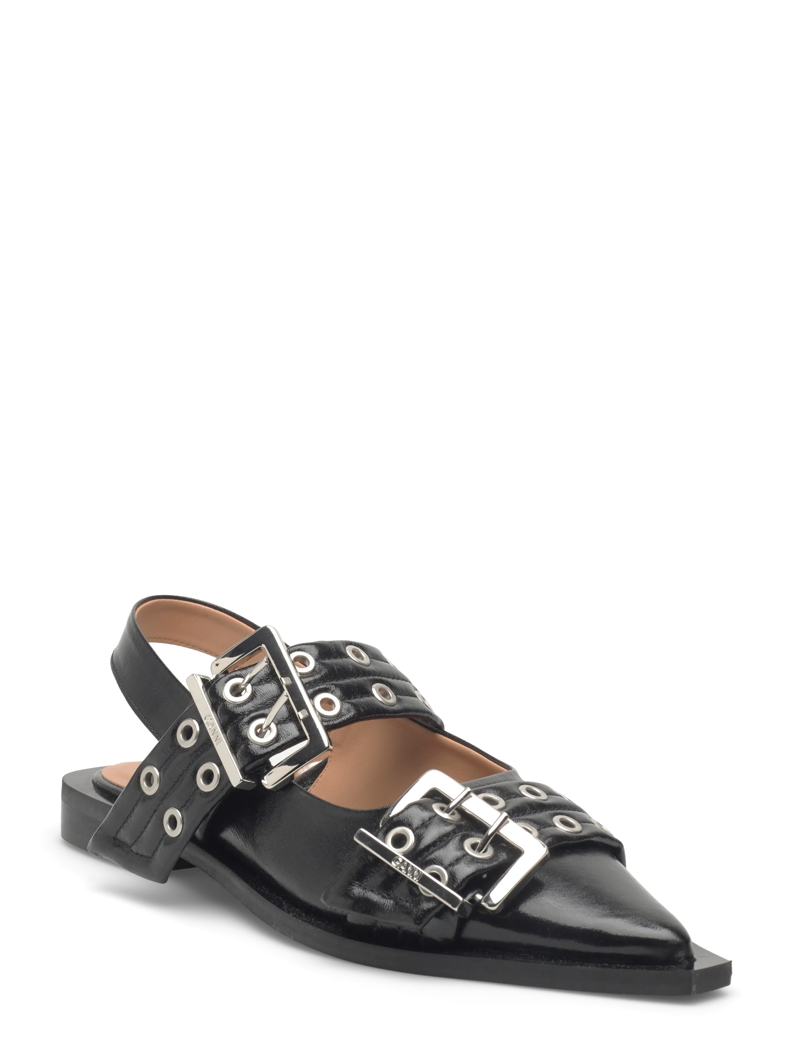 Ganni Feminine Buckle Ballerinas, 36, Slingbacks, Schwarz - Flat Frauen