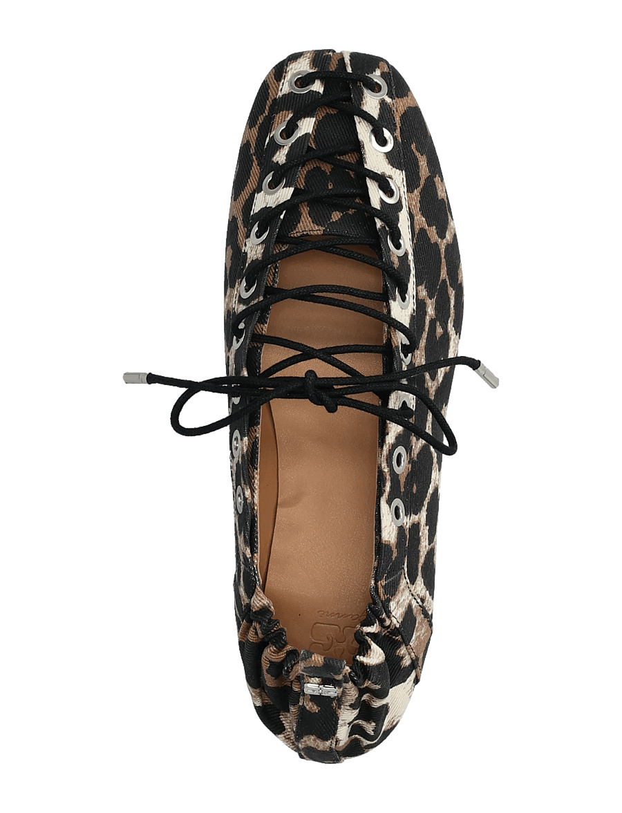Ganni - Lace Up Ballerina Denim Print - erilised sündmused - multicolored - 3