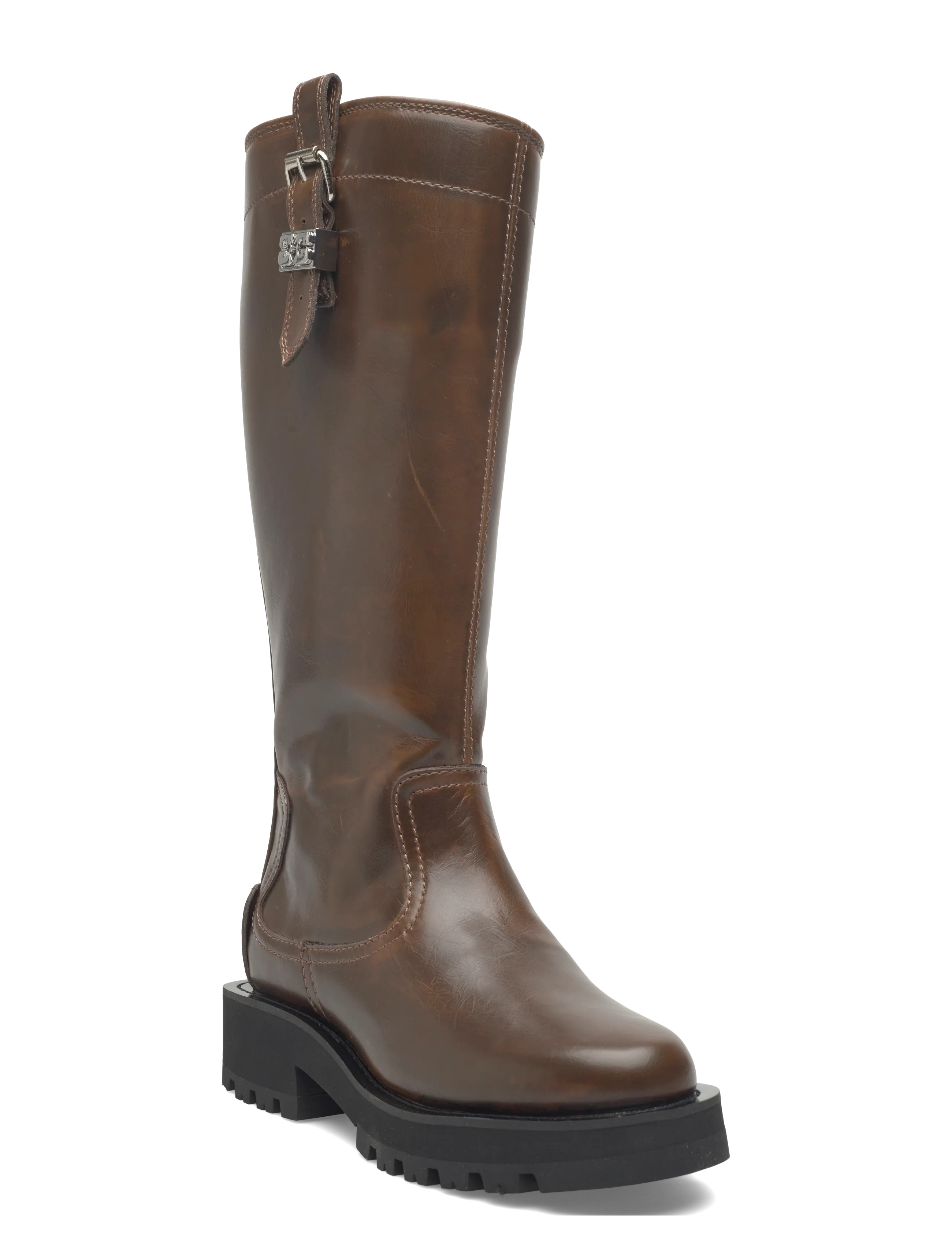 Ganni Studs High Boot Crinkle Oleatex, 39, Tall Boots, Braun - Knee Frauen