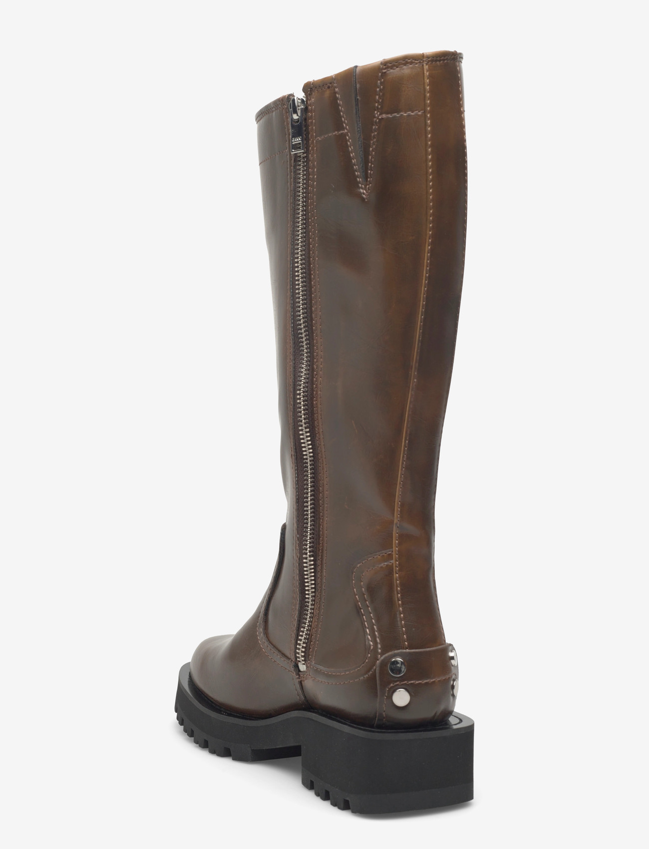 Ganni - Studs High Boot Crinkle Oleatex - pika säärega saapad - green - 2