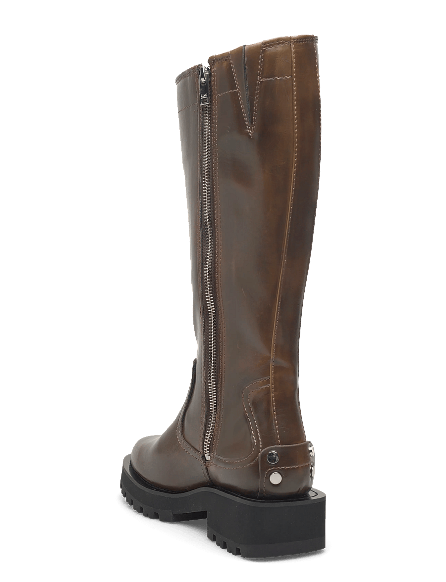 Ganni - Studs High Boot Crinkle Oleatex - kniehohe stiefel - green - 2
