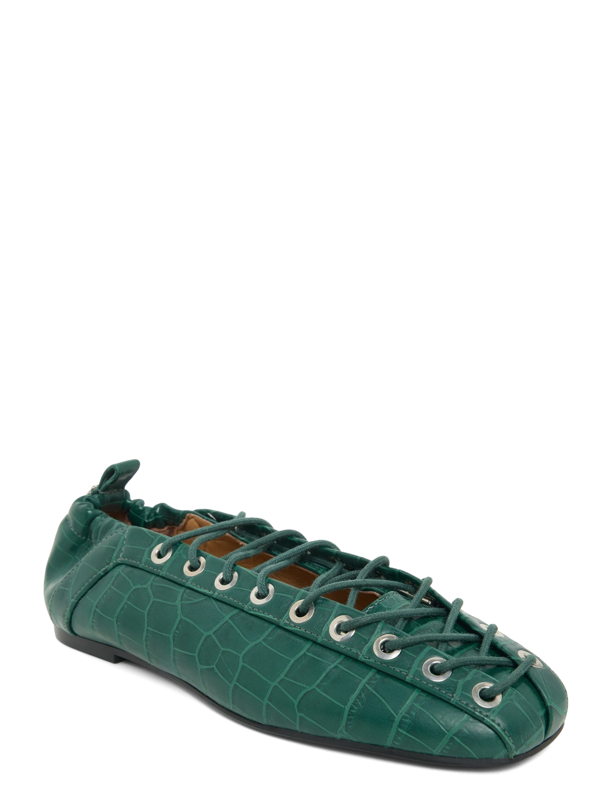 Ganni Lace-Up Ballerinas, 39, Schuhe, Grün - Frauen