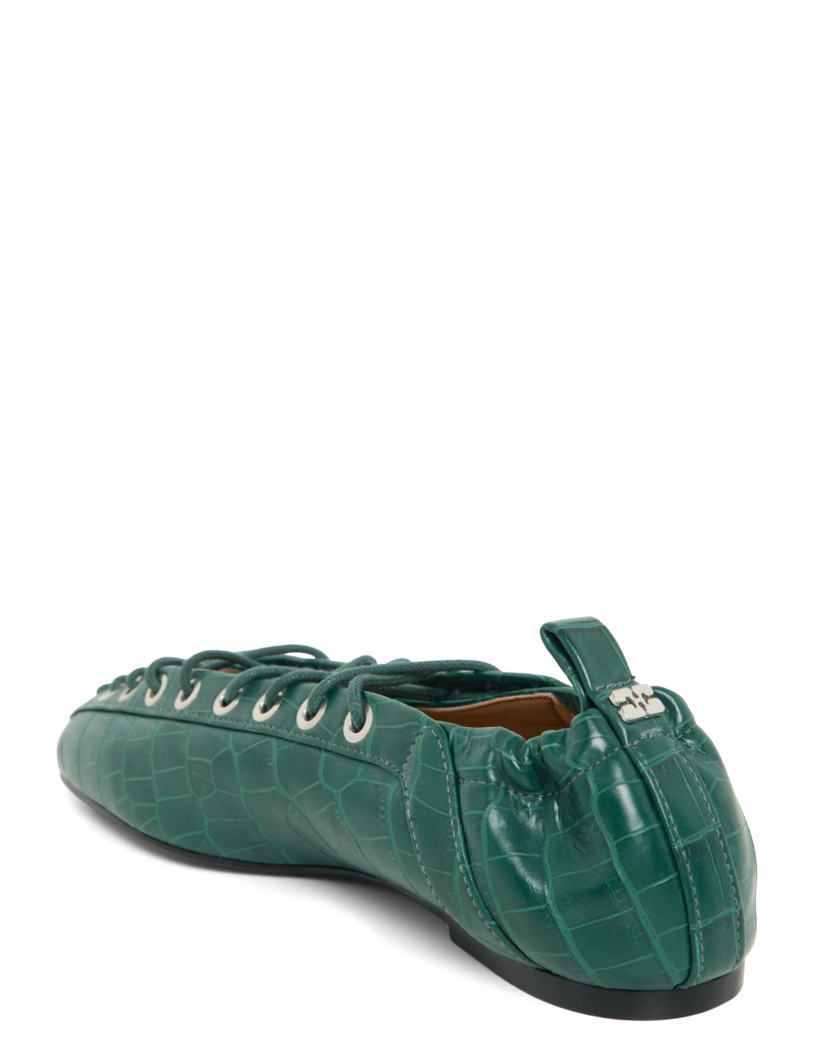 Ganni - Lace-Up Ballerinas - green - 1
