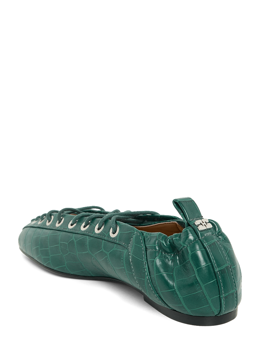 Ganni - Lace-Up Ballerinas - green - 1