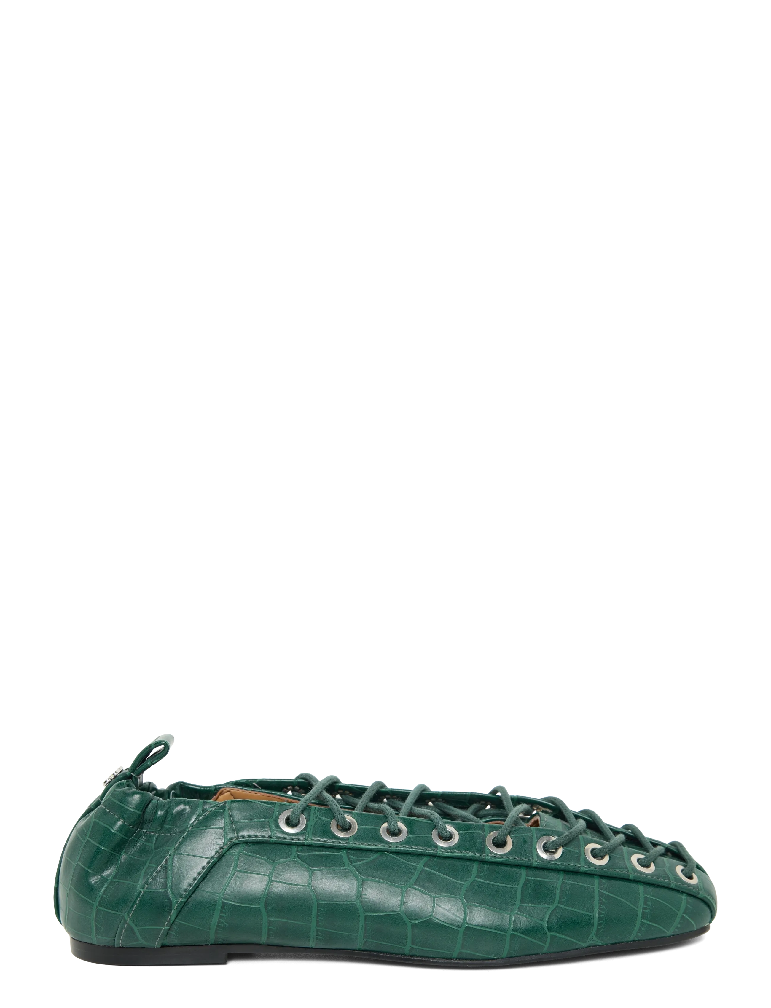 Ganni - Lace-Up Ballerinas - green - 2