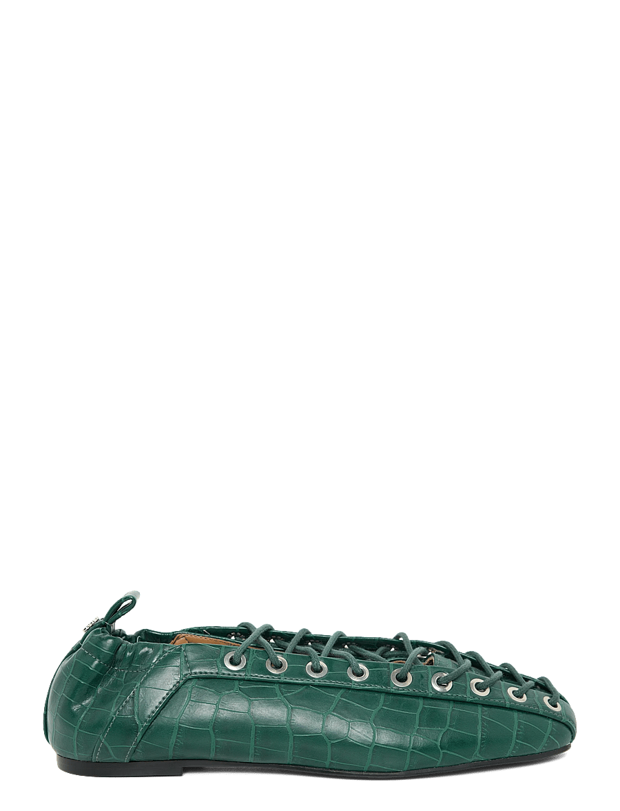 Ganni - Lace-Up Ballerinas - green - 2
