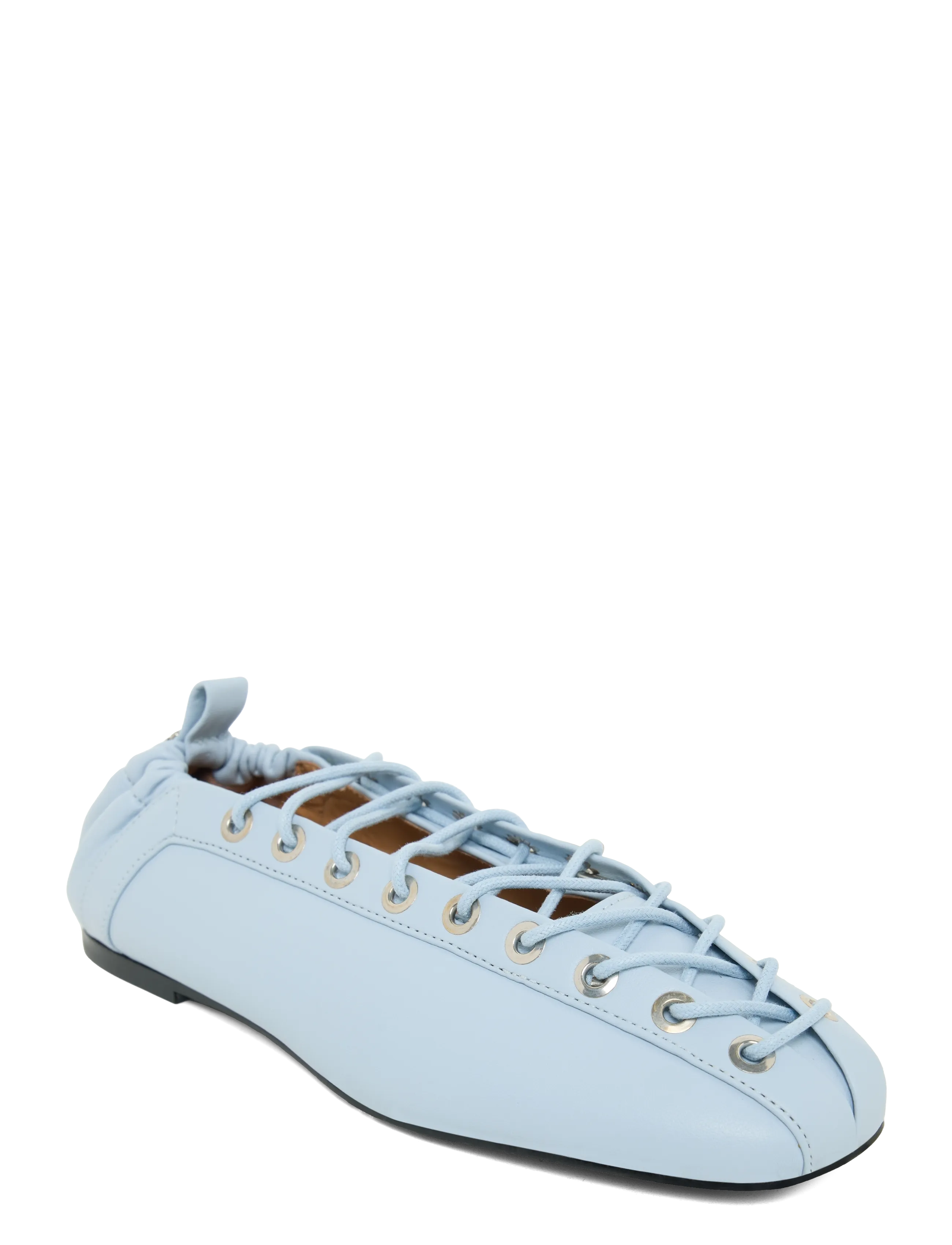 Ganni Eyelets Lace-Up Ballerina Flats, Kvinder, Snøreballerinaer Med Øjer, Blå, Str: 38