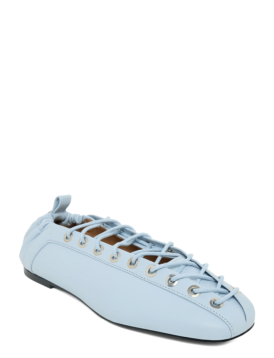 Ganni - Eyelets Lace-Up Ballerina Flats - erilised sündmused - blue - 0