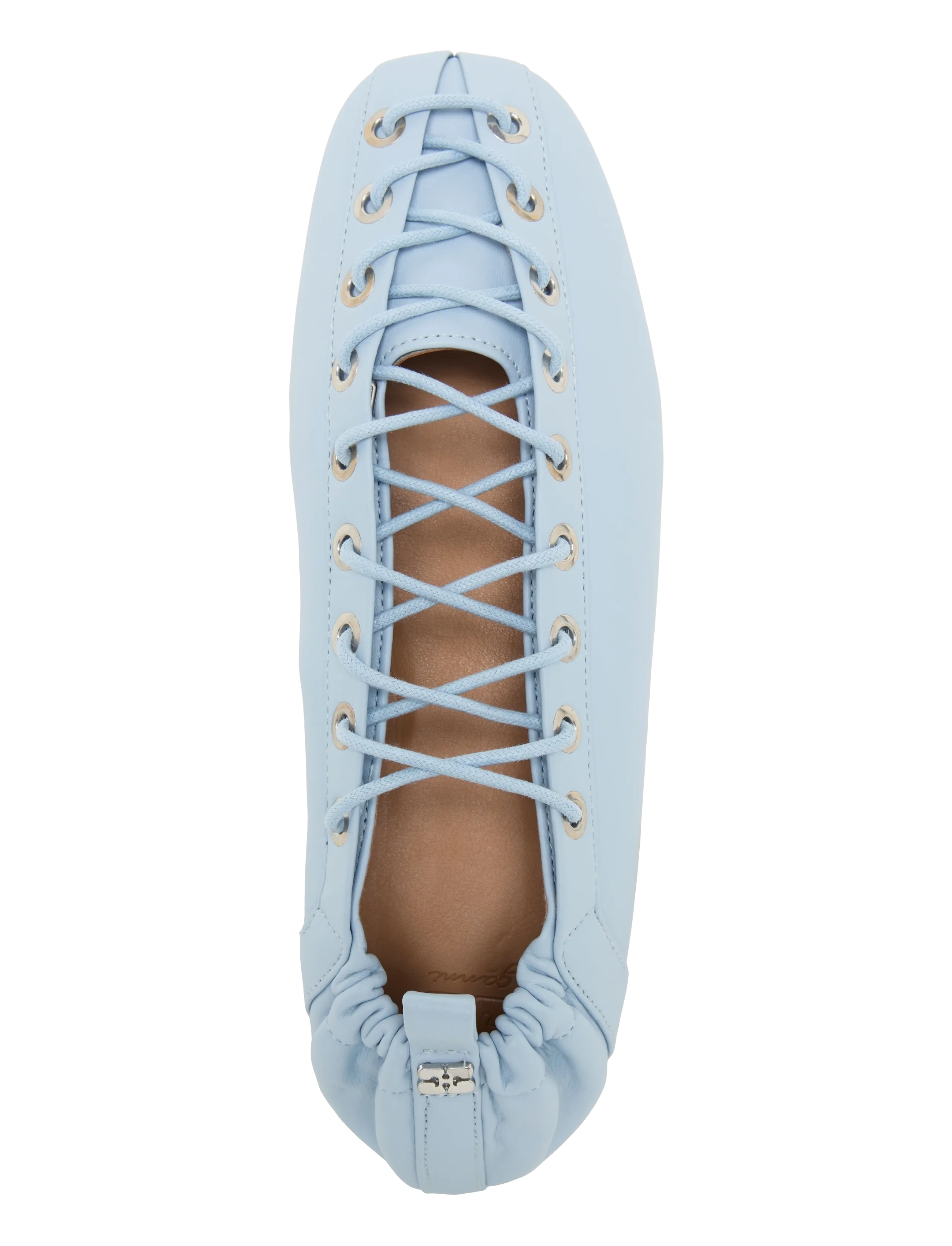 Ganni - Eyelets Lace-Up Ballerina Flats - besondere anlässe - blue - 3