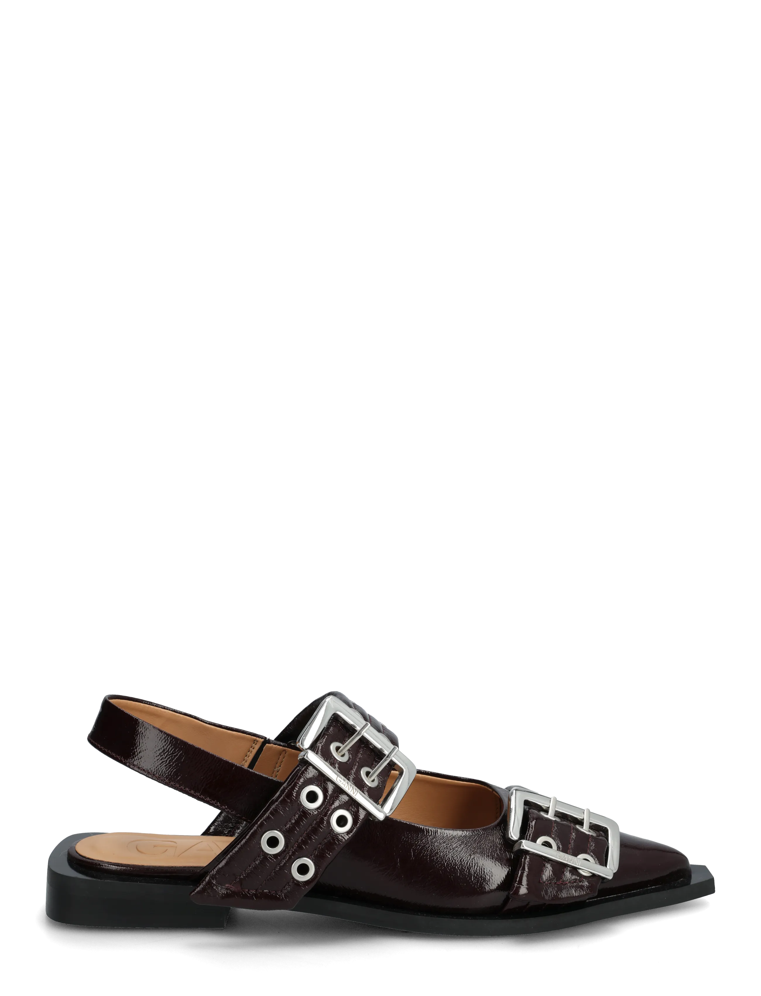 Ganni - Feminine Buckle Ballerinas - besondere anlässe - red - 2