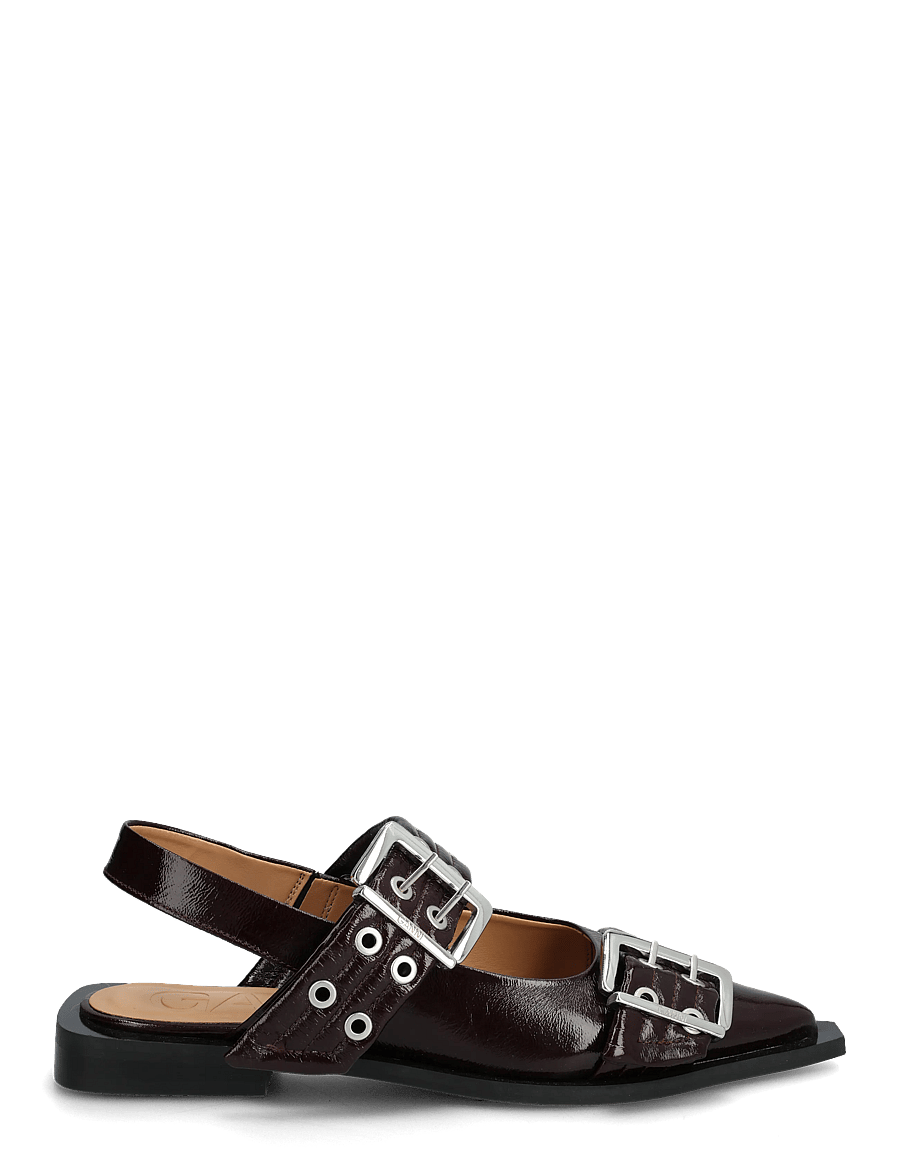 Ganni - Feminine Buckle Ballerinas - besondere anlässe - red - 2