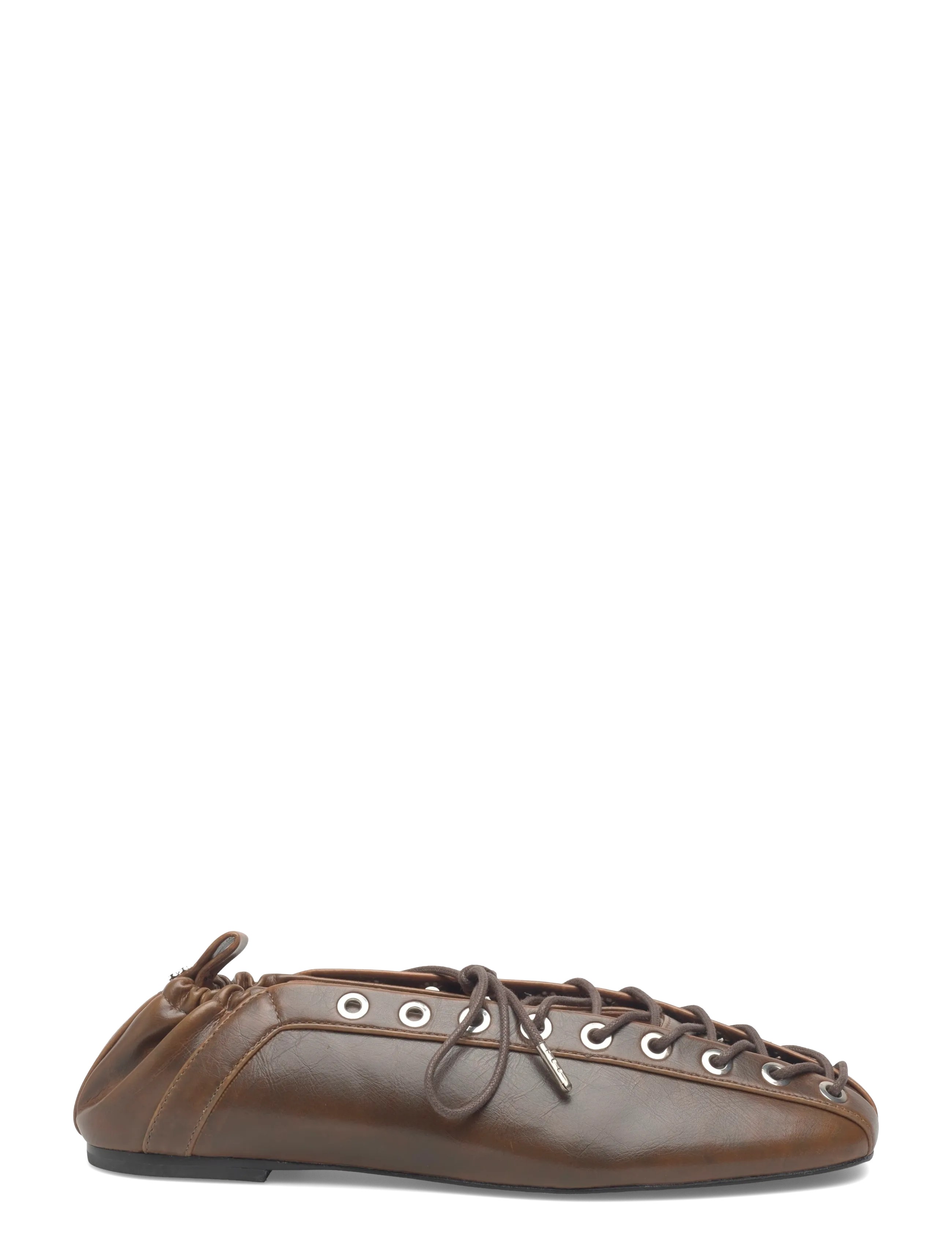 Ganni - Eyelets Lace Up Ballerina Crinkle Oleatex - besondere anlässe - brown - 1