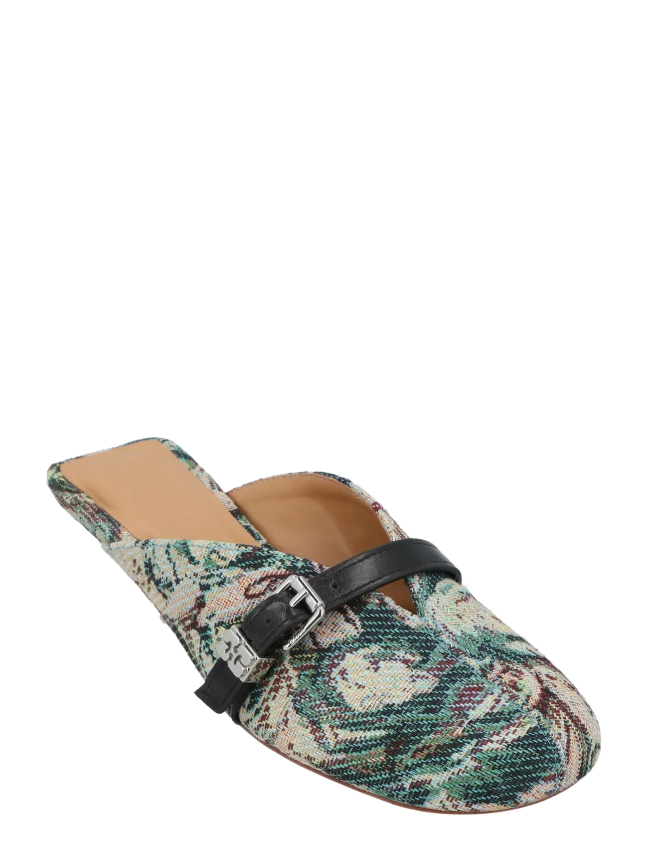 Ganni Tapestry Kitten Heeled Mules, Kvinder, Tapestry Kittenhæl Mules, Blå, Str: 39