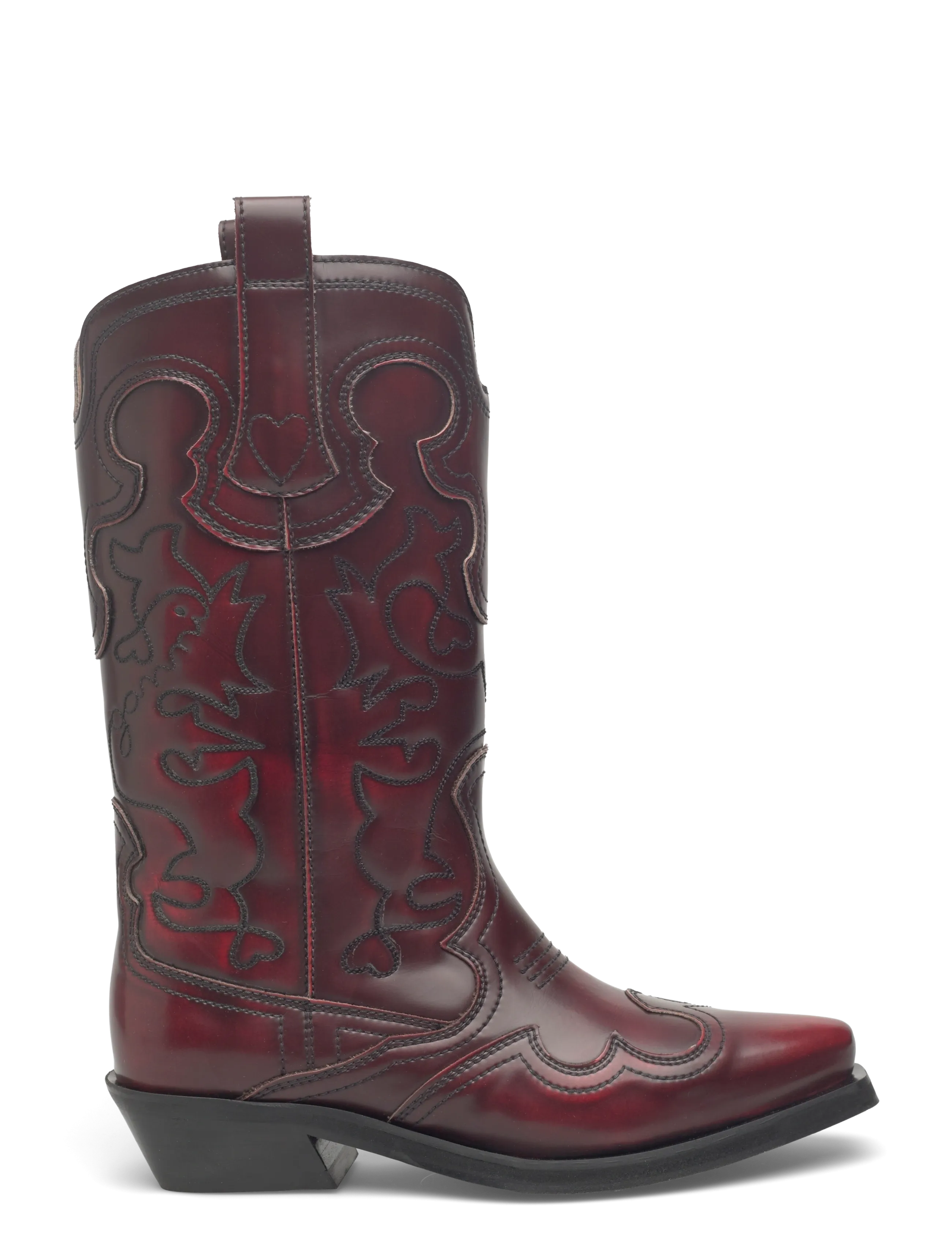 Mid Shaft Embroidered Western Boot Brushed 2